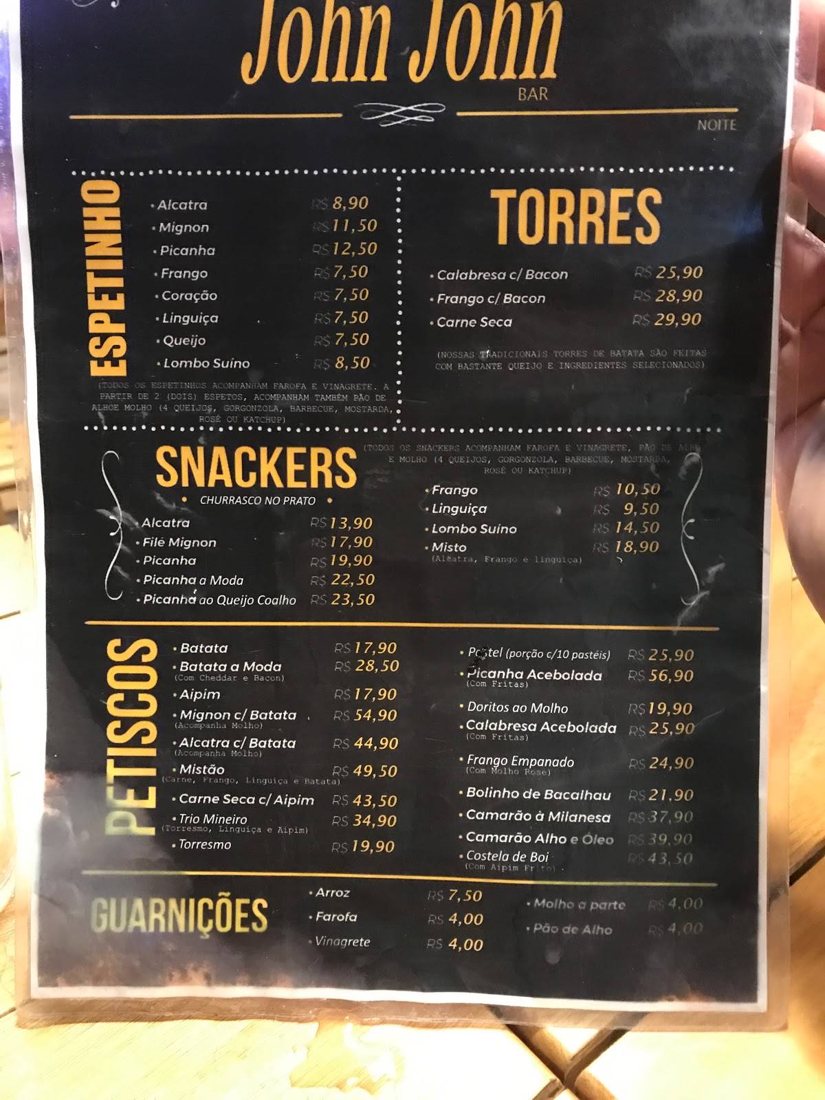 John John bar cardápio