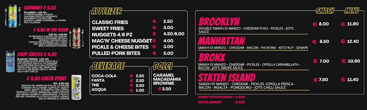 Menu di Joy's burger 