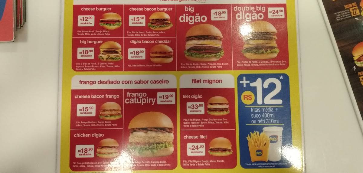 Digão São Pedro cardápio