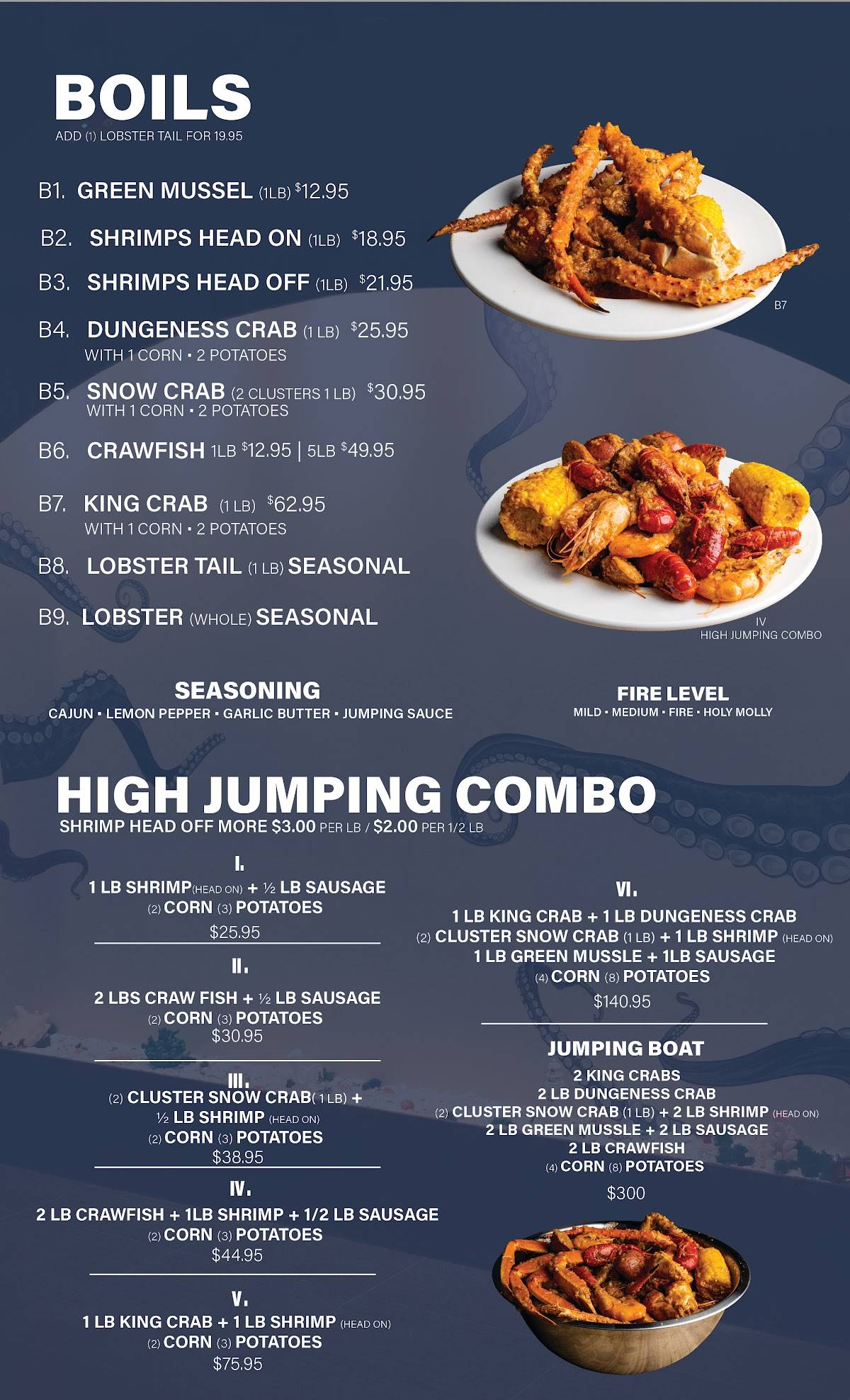 Menu at Jumping Crab Seafood & Bar, McAllen