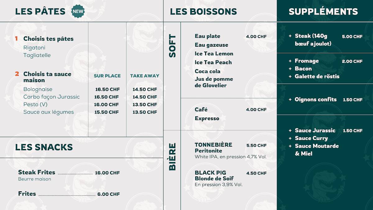 Menu di Jurassic Food 