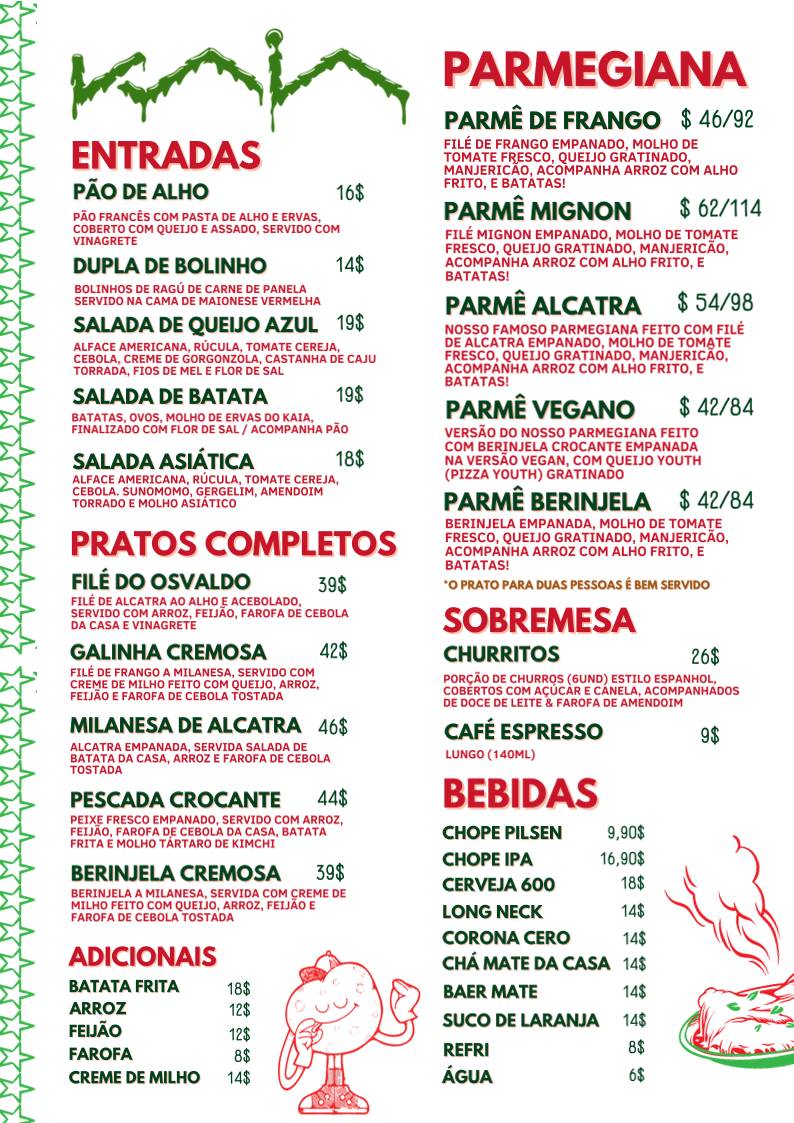 KAIA Bar & Cozinha cardápio
