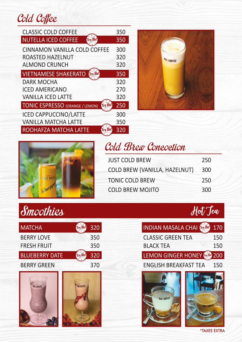 KALI COFFEE menu
