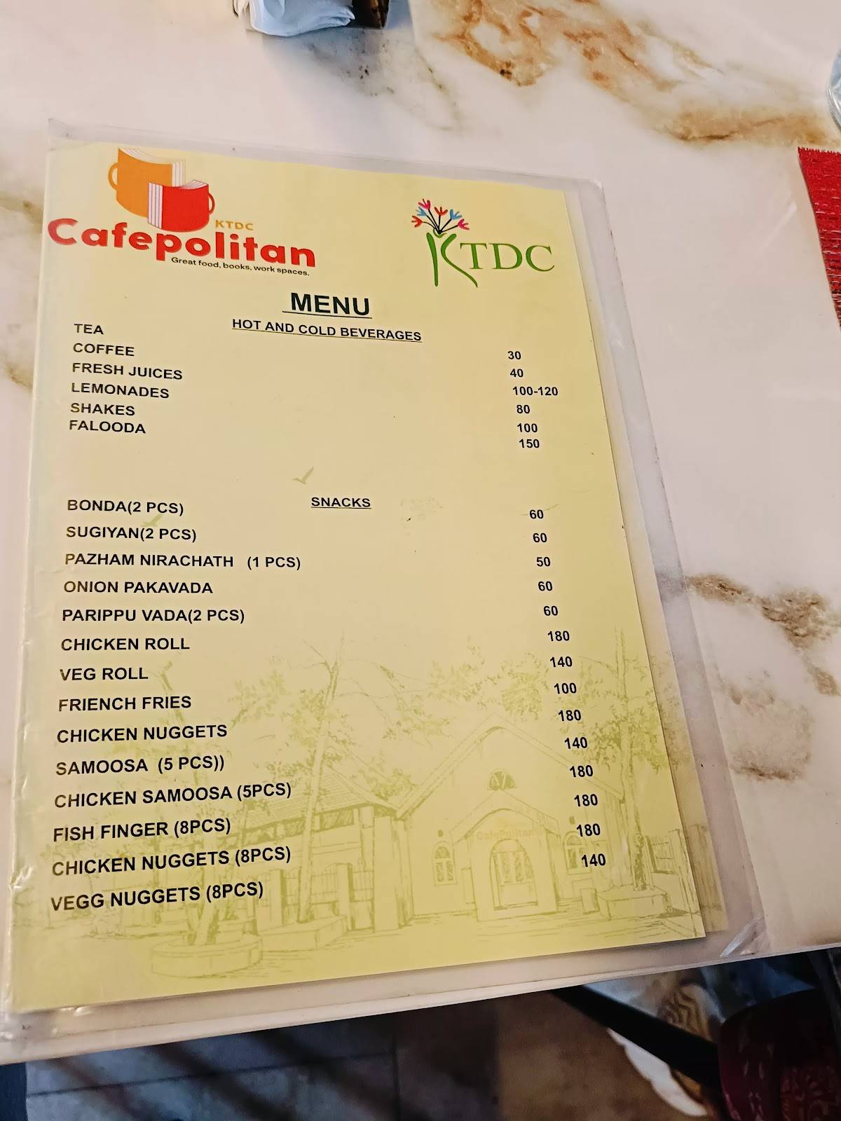 KTDC Cafe Politan menu