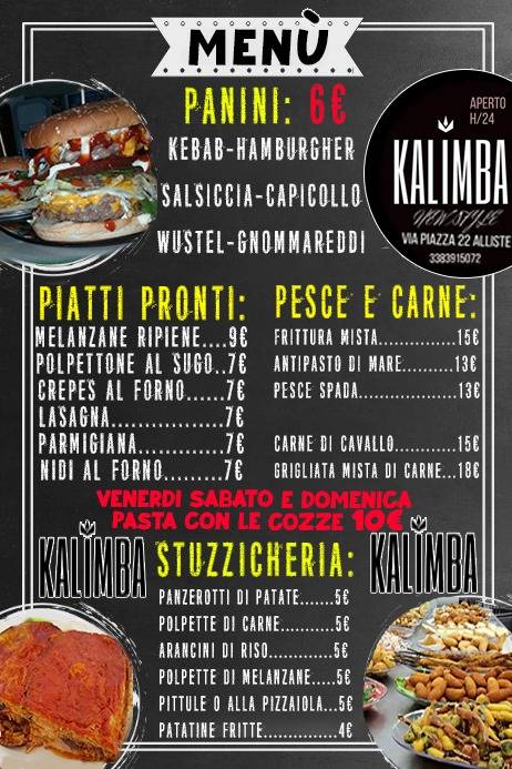 Menu di Kalimba 
