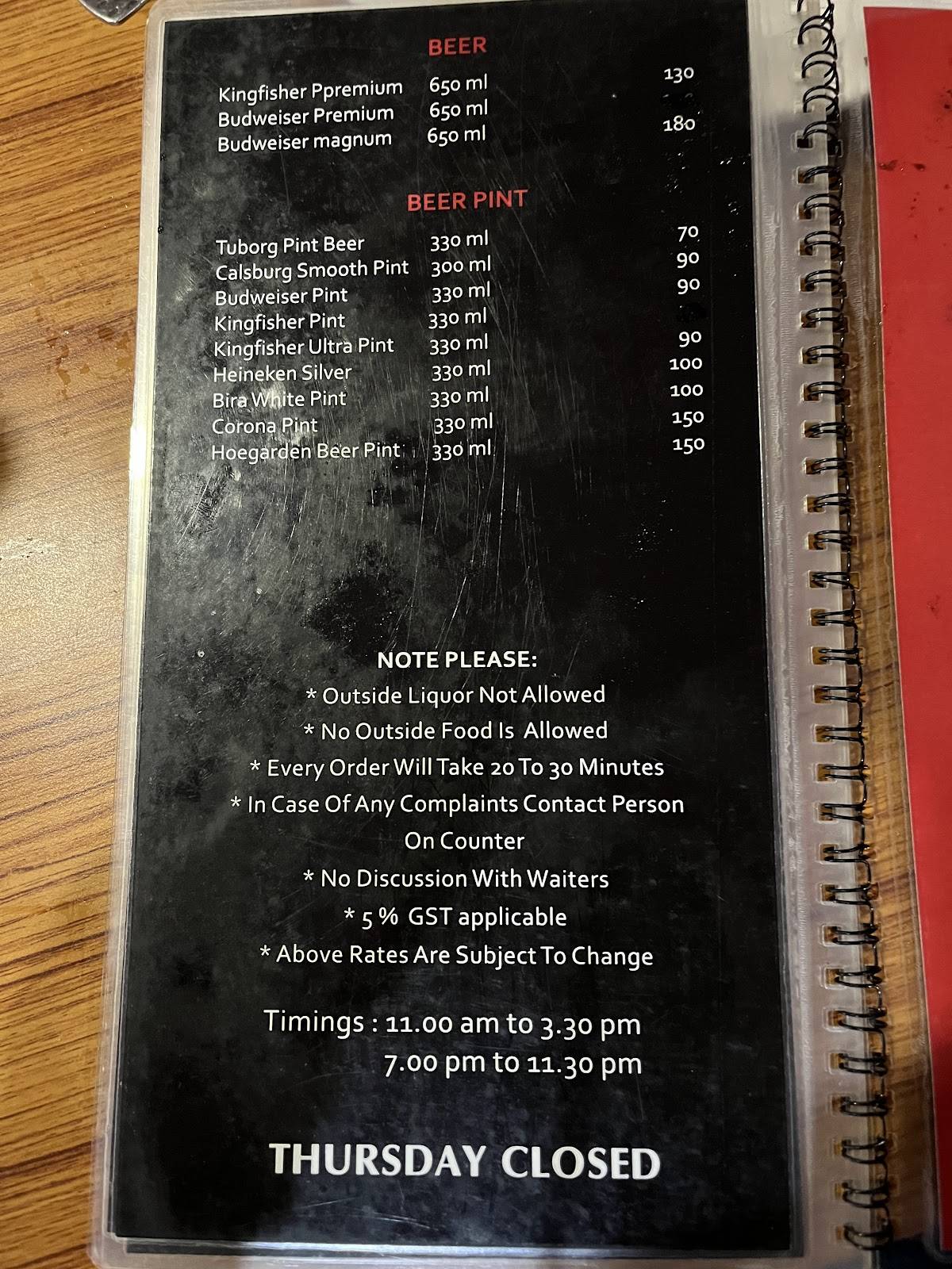 Kamlabai Sea Food Restaurant menu