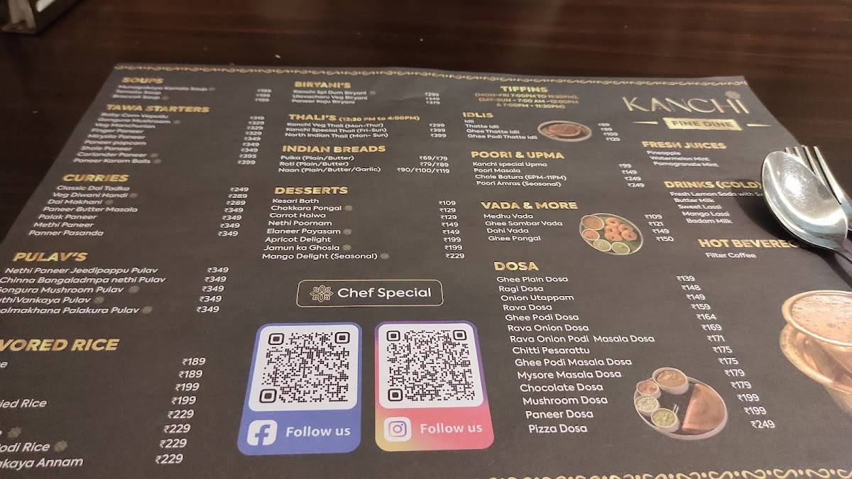 Kanchi Cafe menu