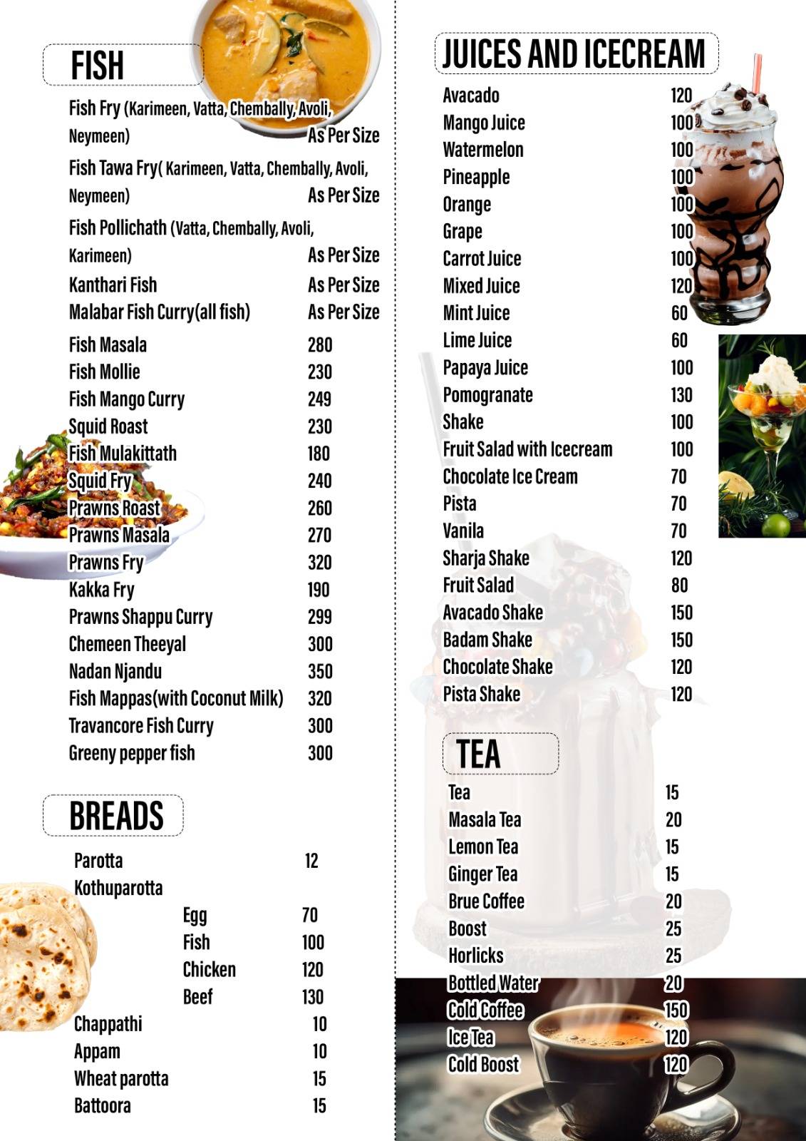 Kayaloram The Heritage Restaurant ( കായലോരം ഹെറിറ്റേജ് റെസ്റ്റോറൻ്റ് ) menu