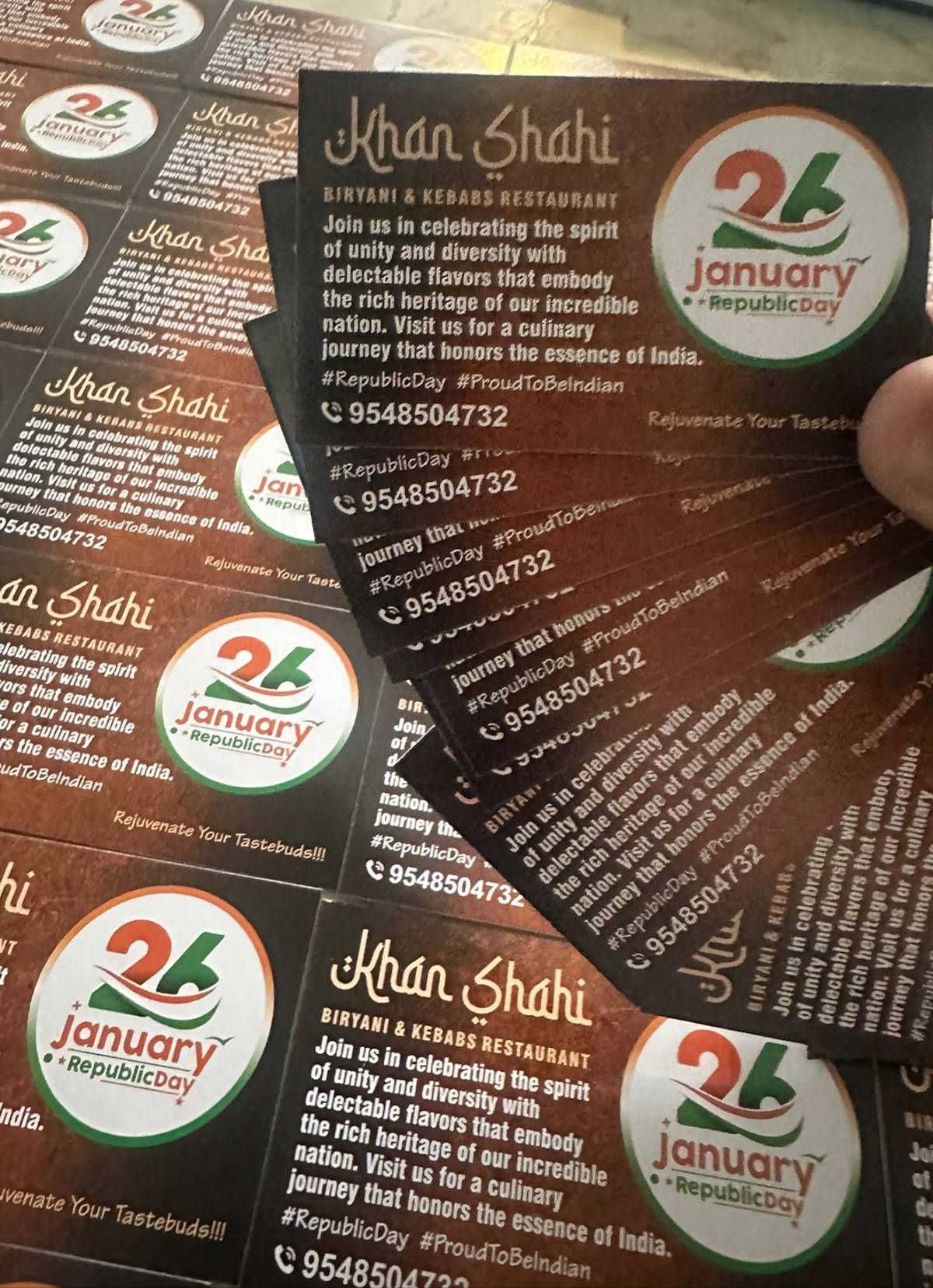 Khan Shahi Biryani & Kebabs menu