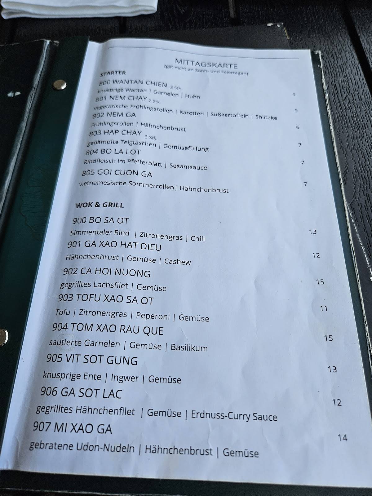 Menu de Kimora