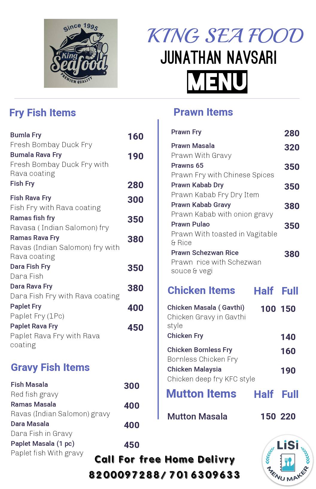 King Seafood​ menu
