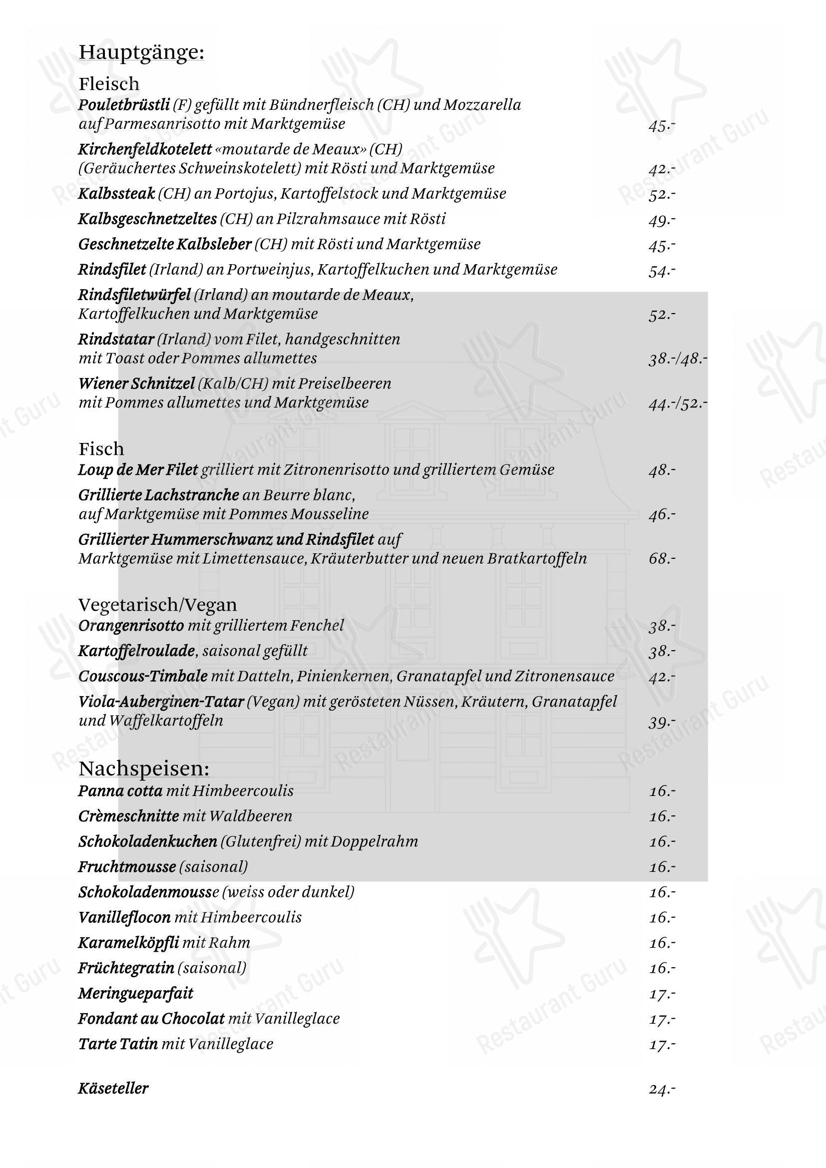 Menu di Kirchenfeld - 菜单