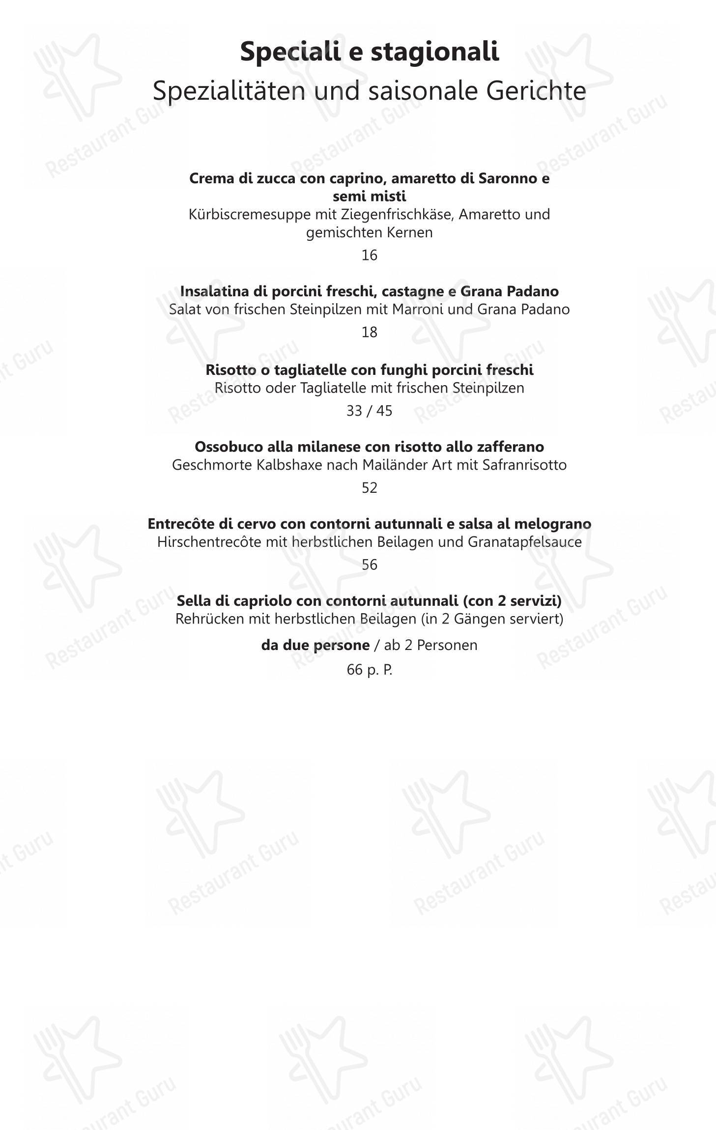 Menu di Klingler's Ristorante Ascona - Menu bar