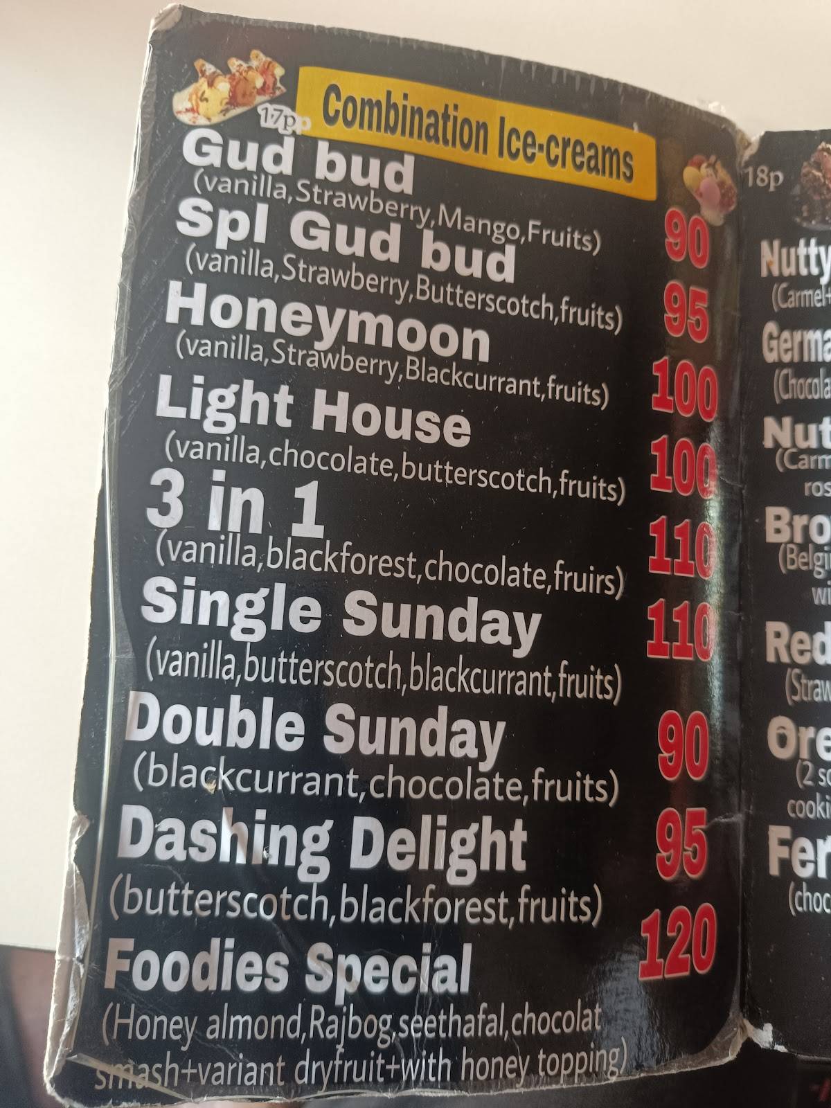 Foodies menu