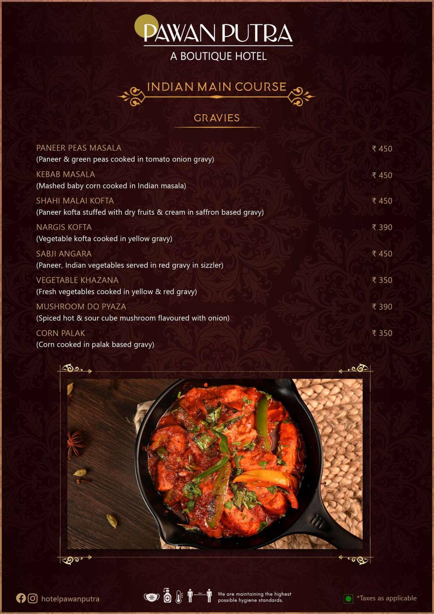 Hotel Pawan Putra menu