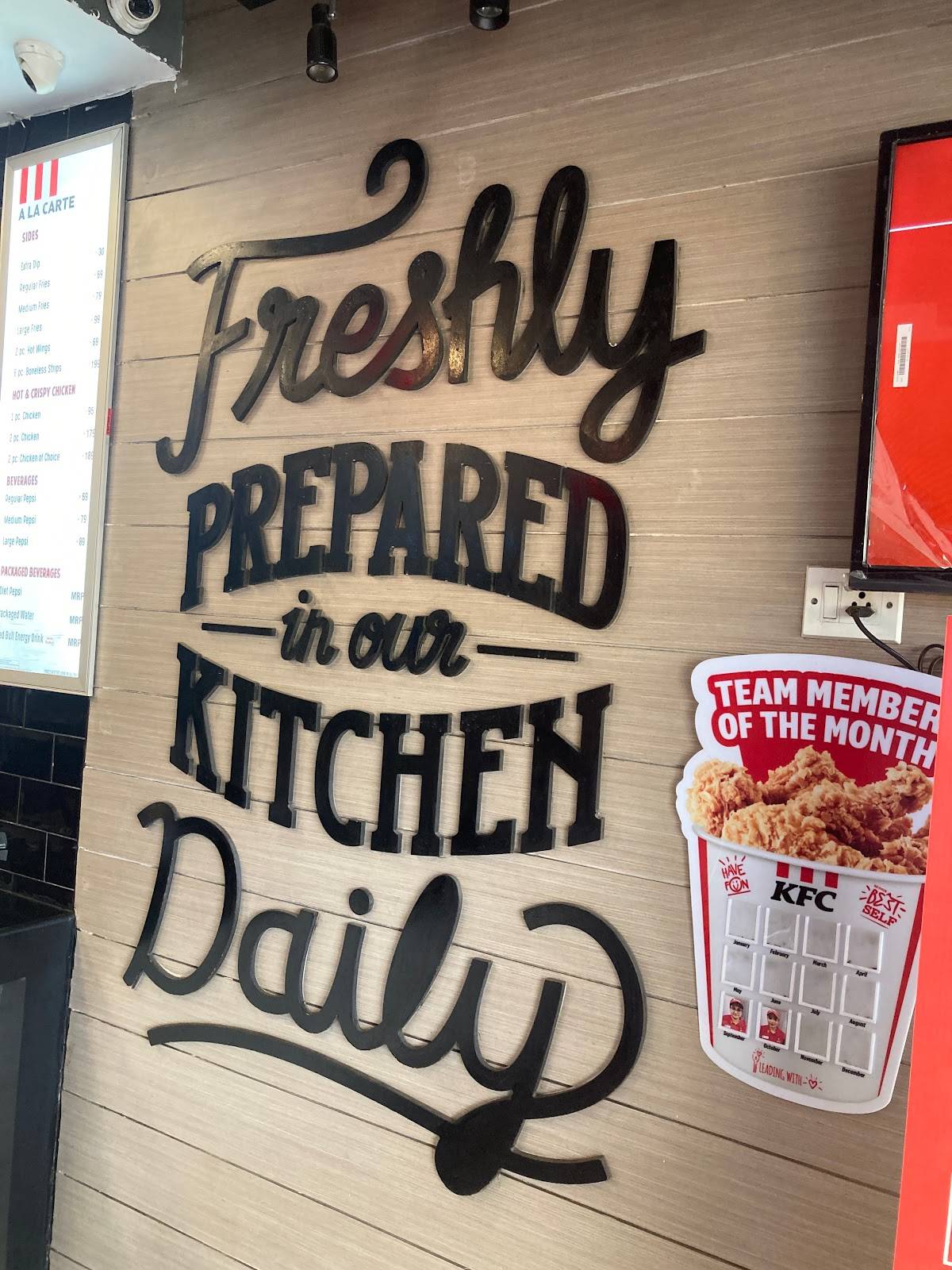KFC menu