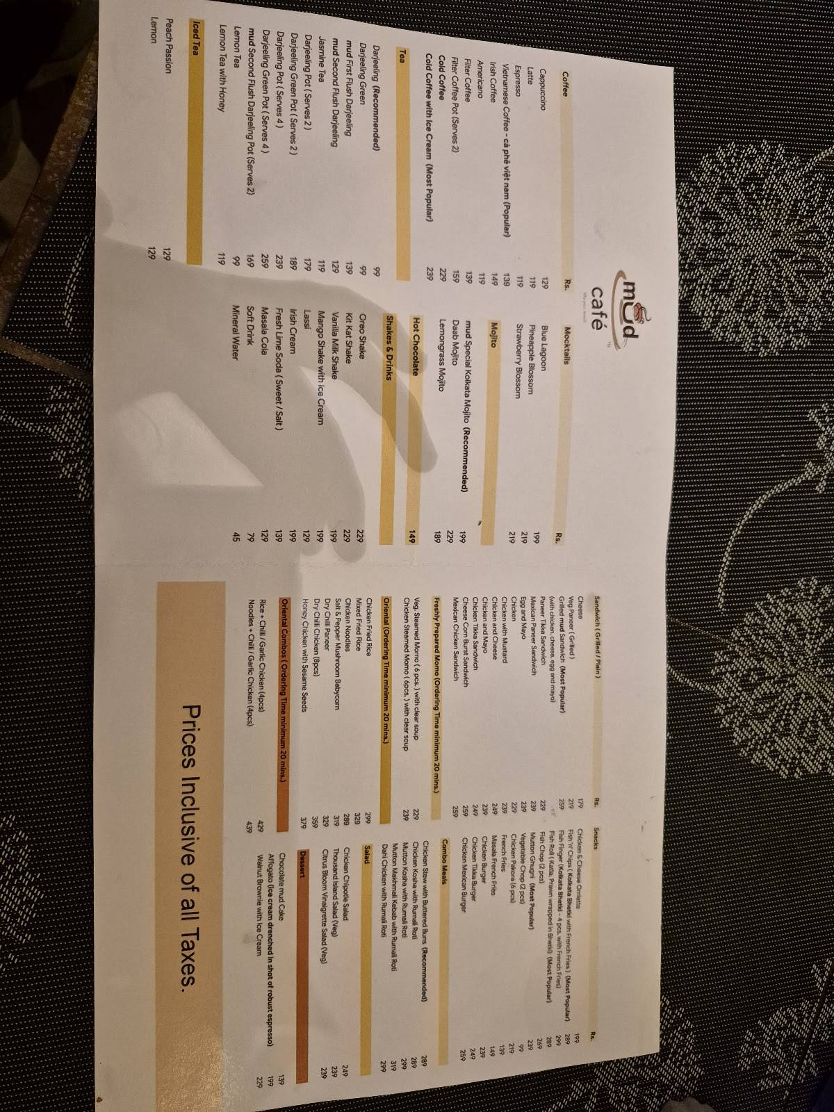 Mud Café menu