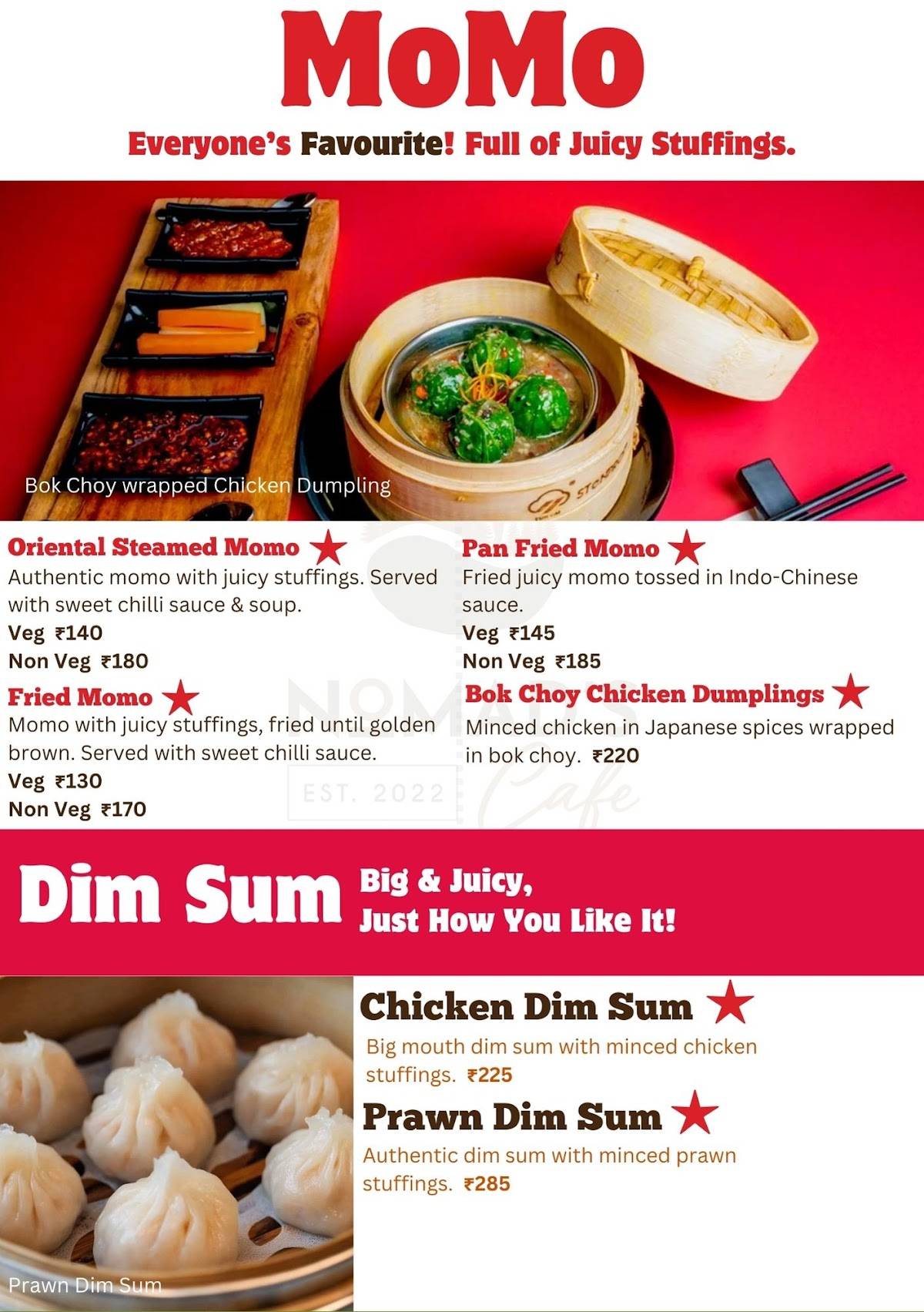 Nomad's Cafe menu