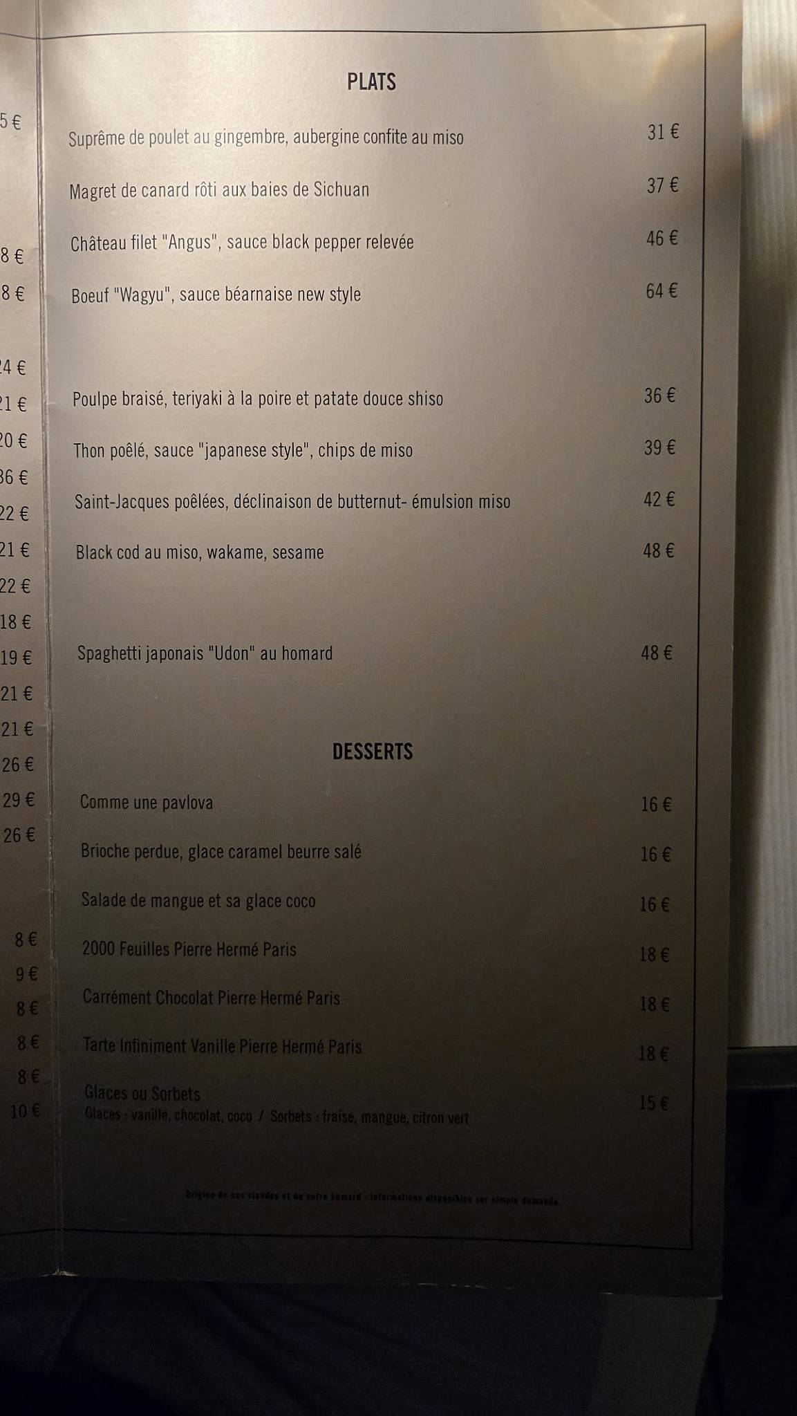 Menu de Kong