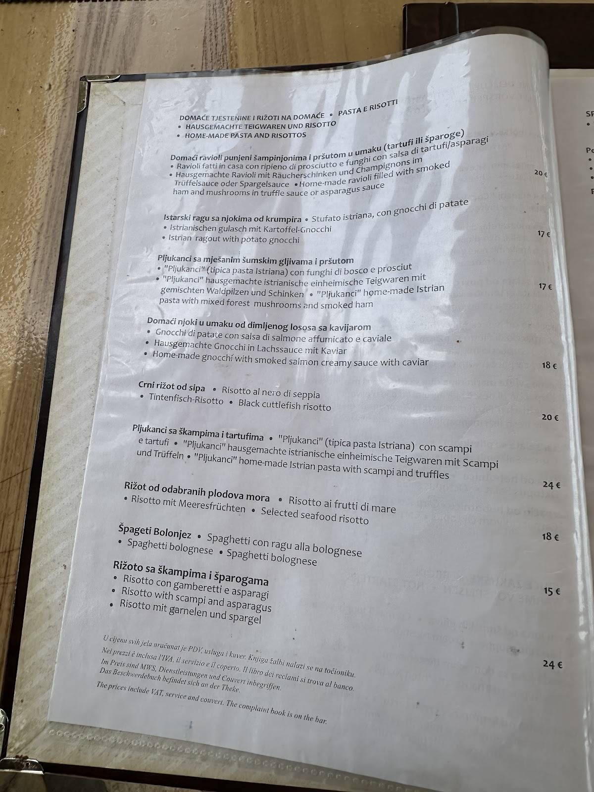 Menu di Konoba Cocaletto 