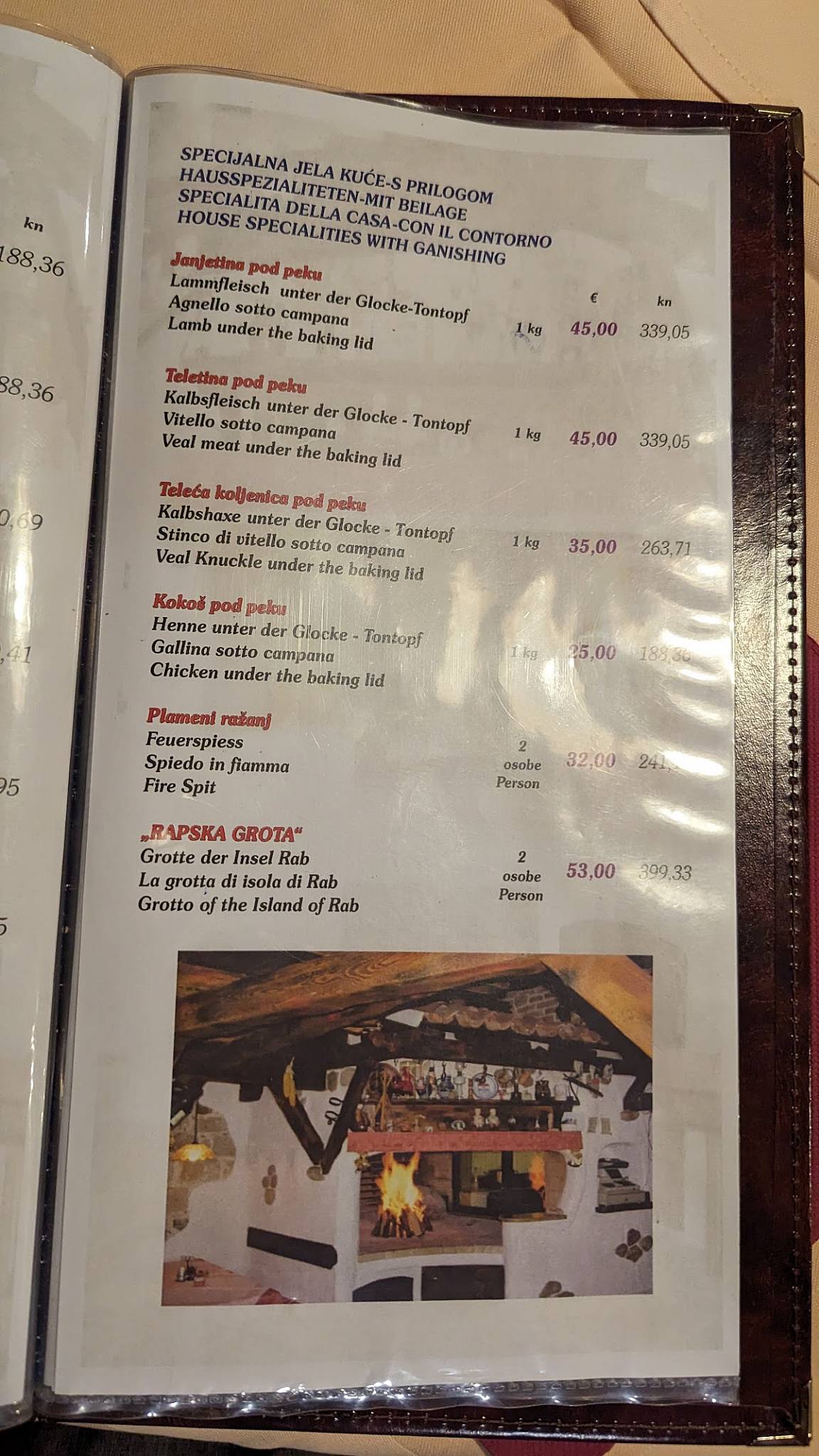Menu di Konoba Rab 