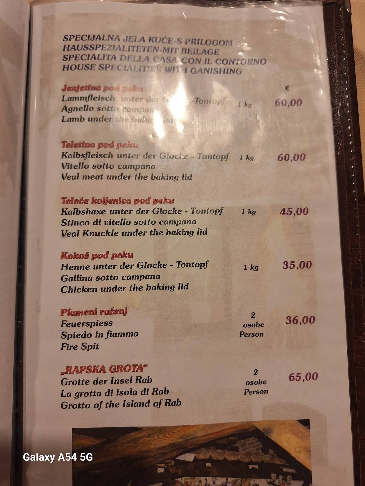 Menu di Konoba Rab 