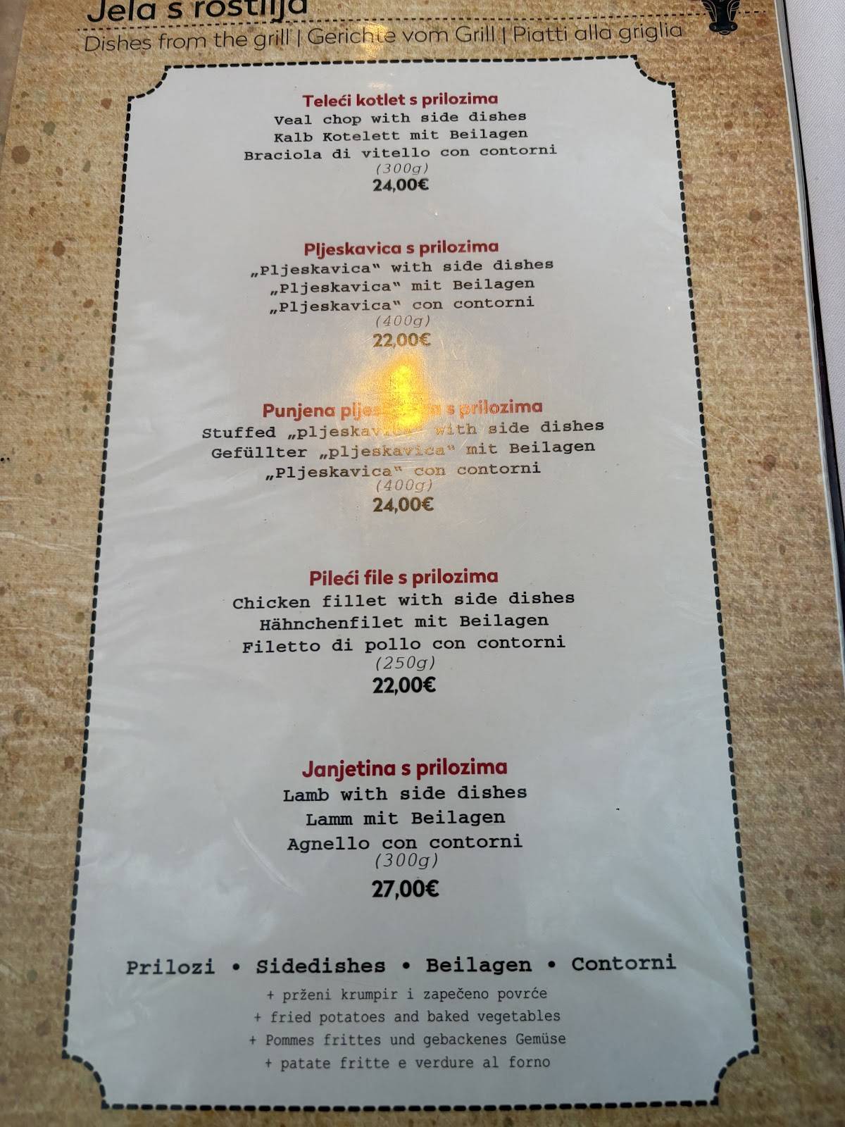 Menu de Konoba Ranč