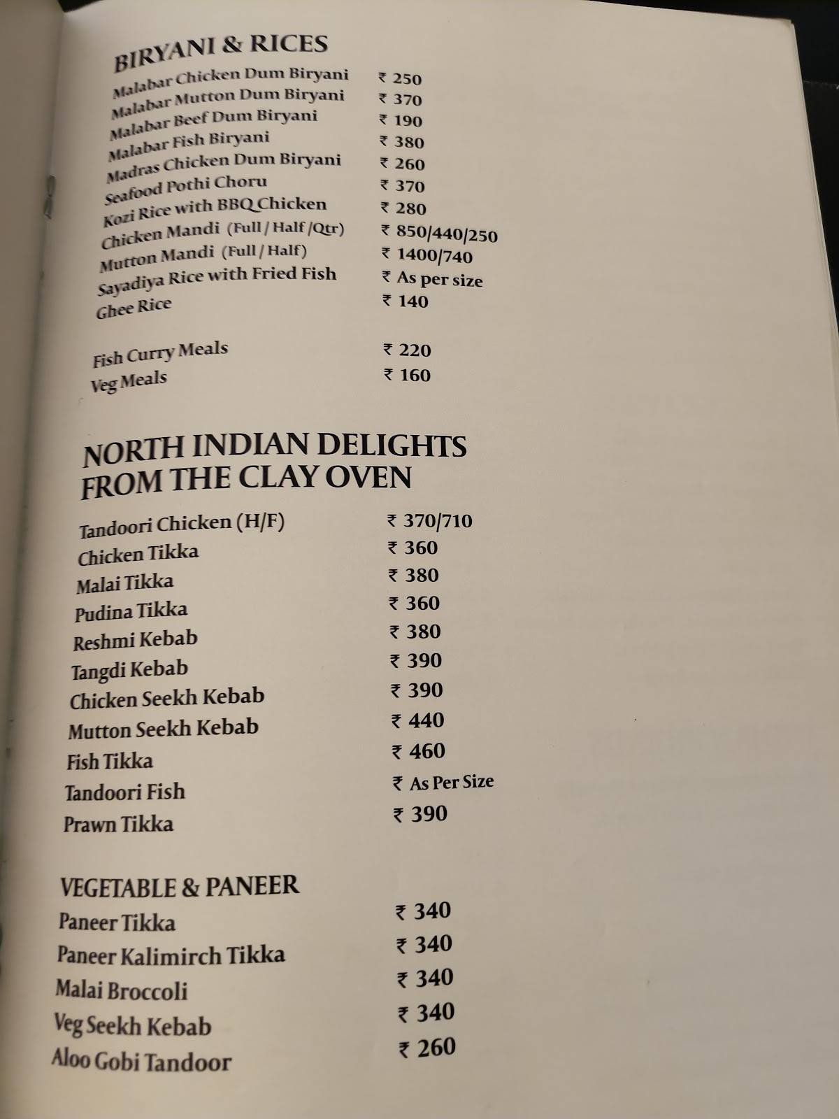 Zaitoon Restaurant & Grill Calicut menu