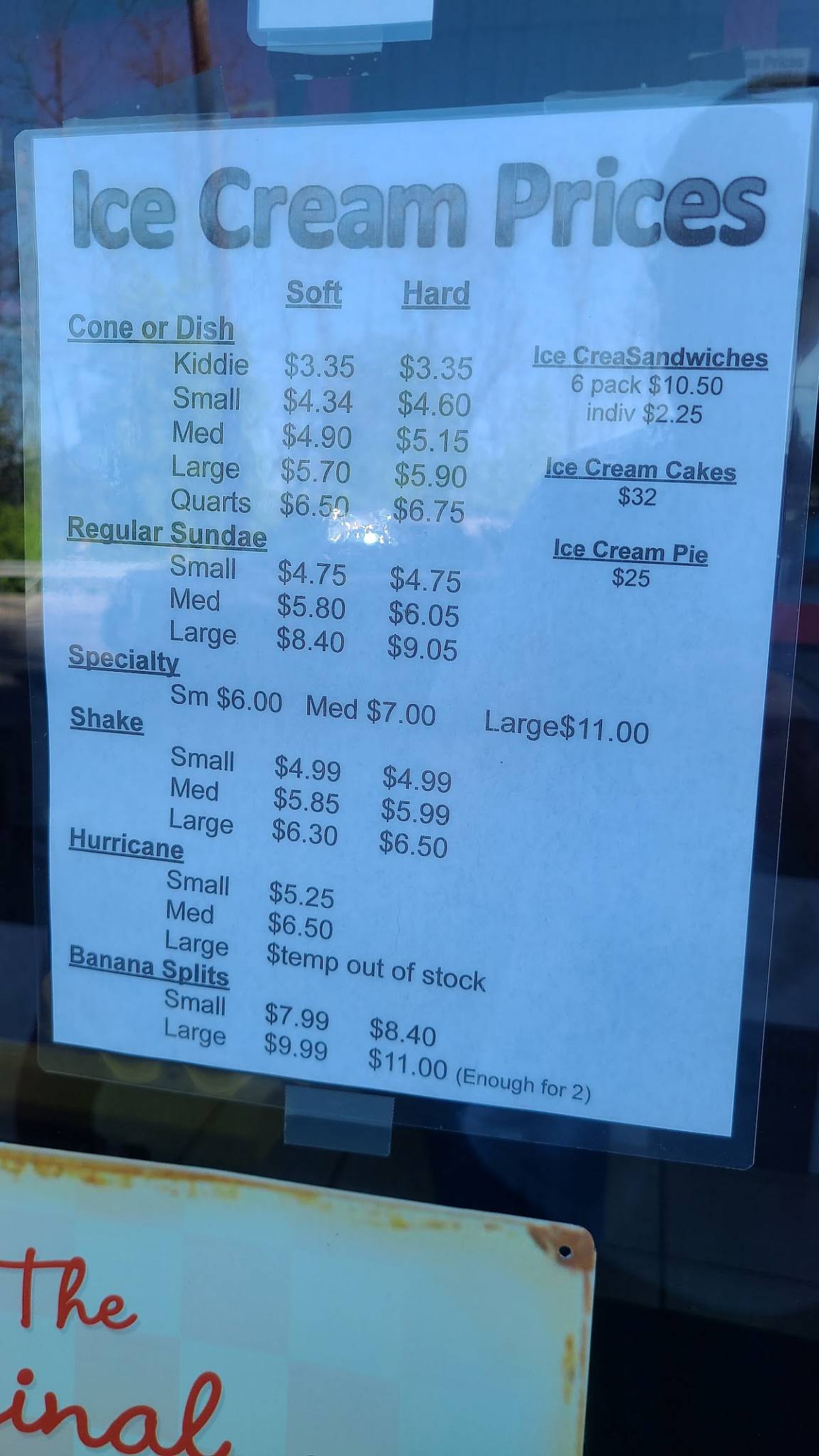 Menu at Kristy's Whistle Stop restaurant, Enola