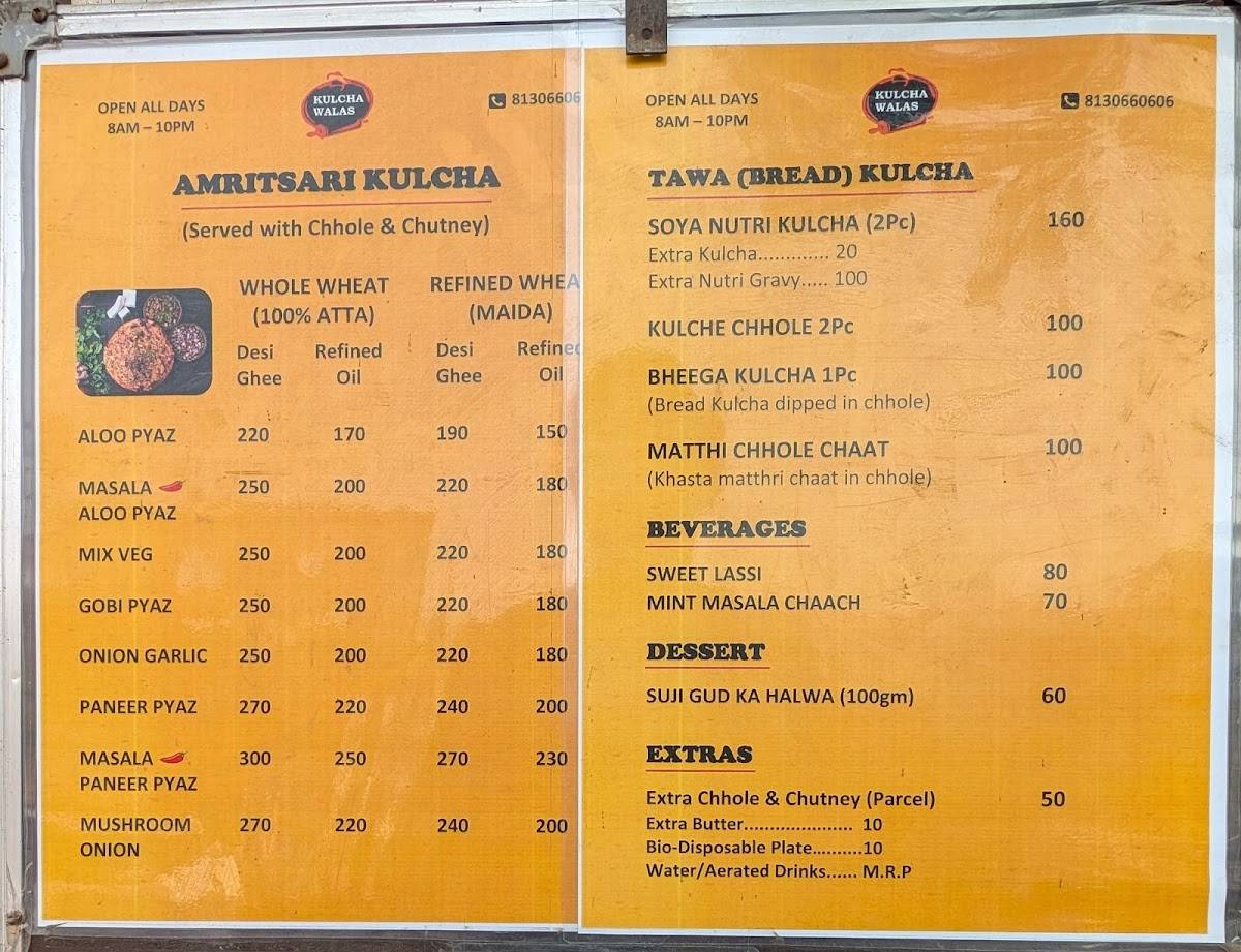 Kulcha Walas menu