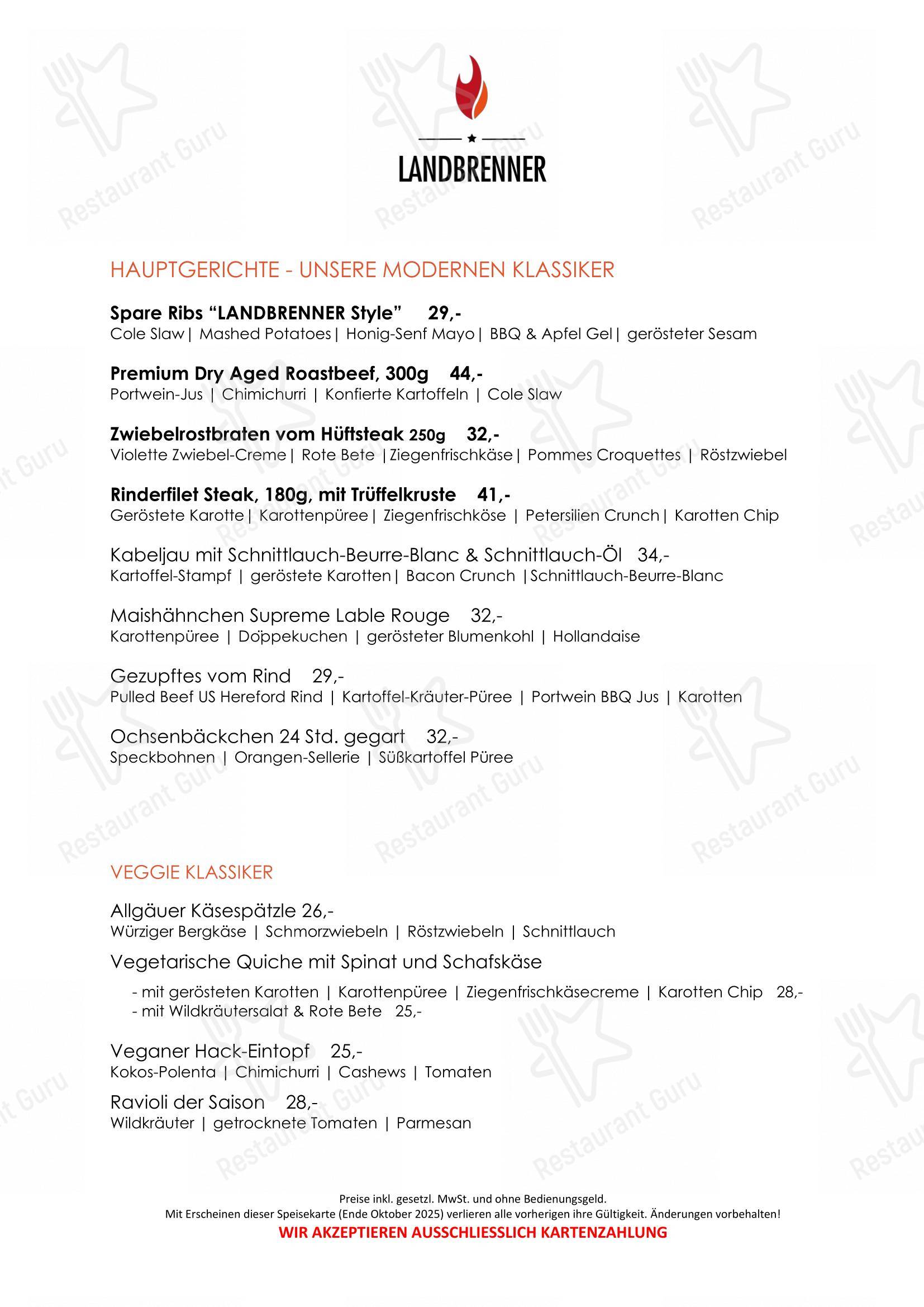 Menu pour LANDBRENNER - Menu bar