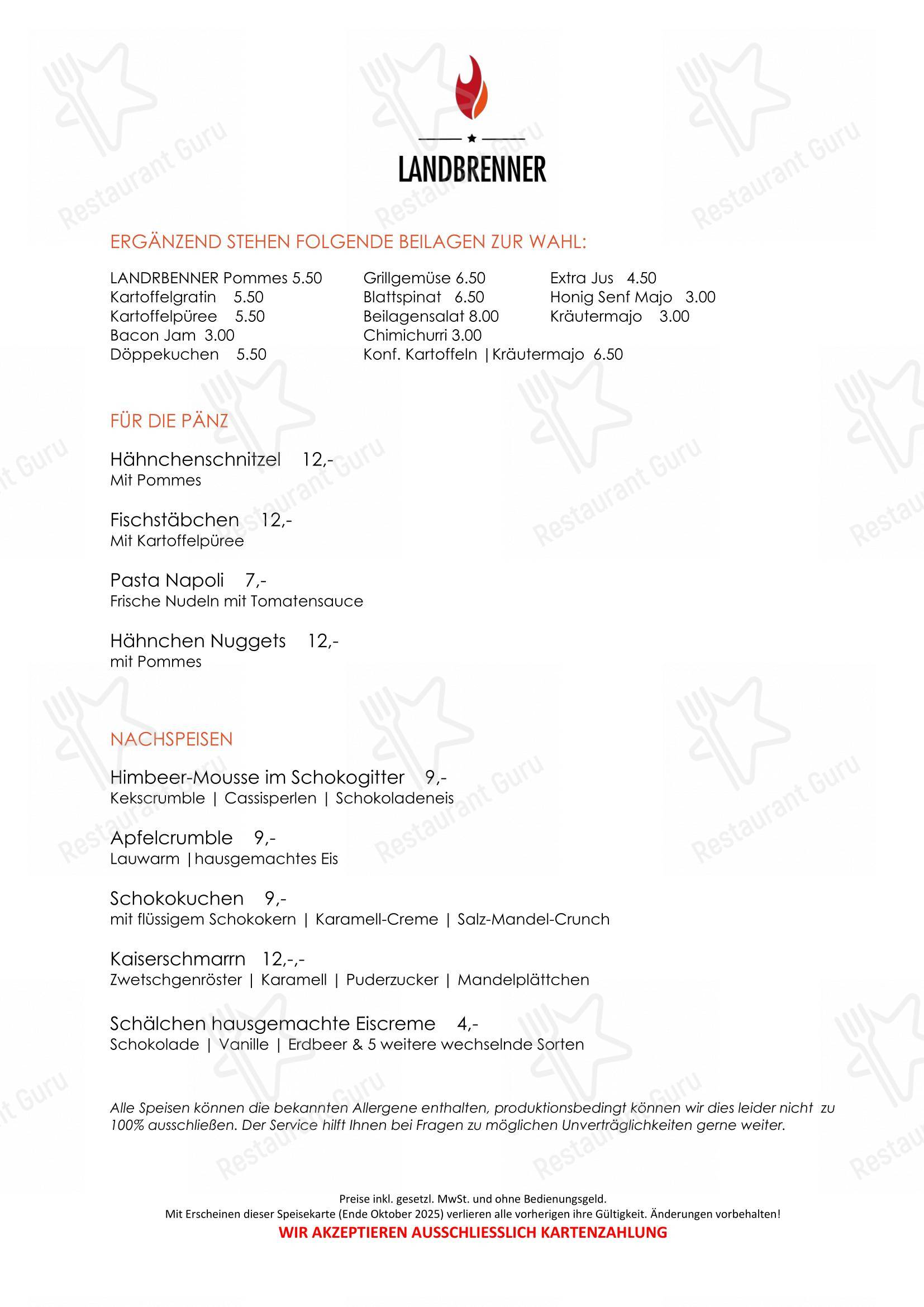 Menu bar pour LANDBRENNER dans Frechen
