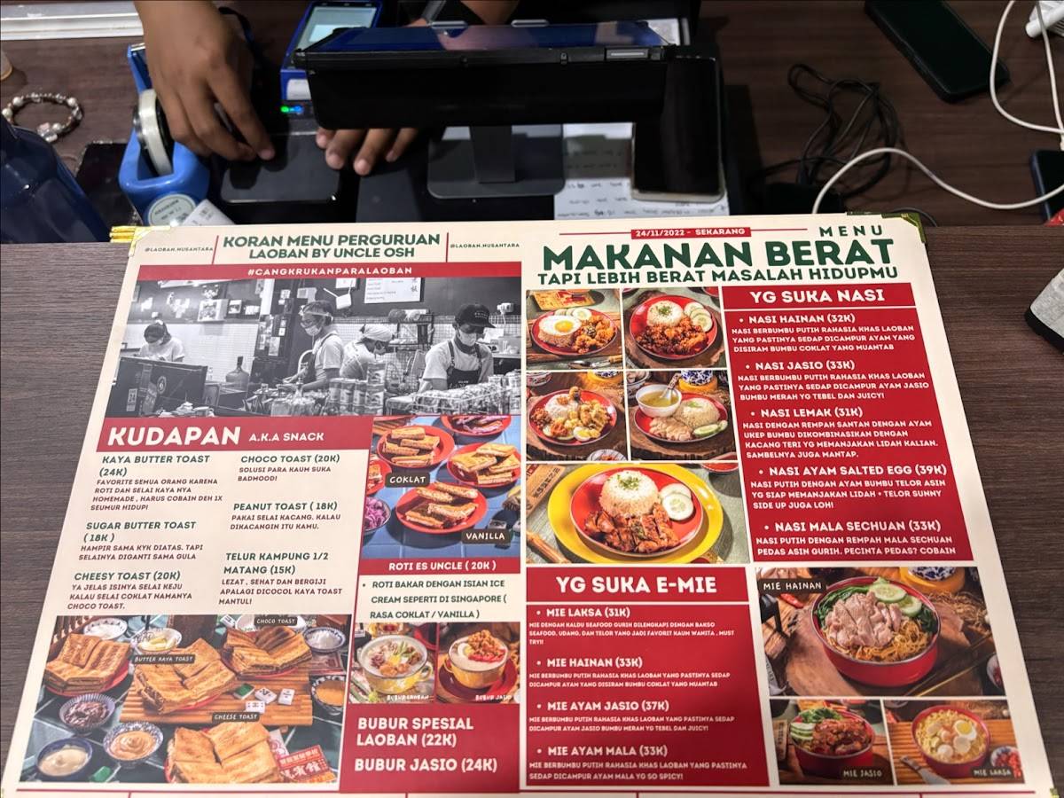 Menu at LAOBAN TEBET by Uncle Osh restaurant, South Jakarta