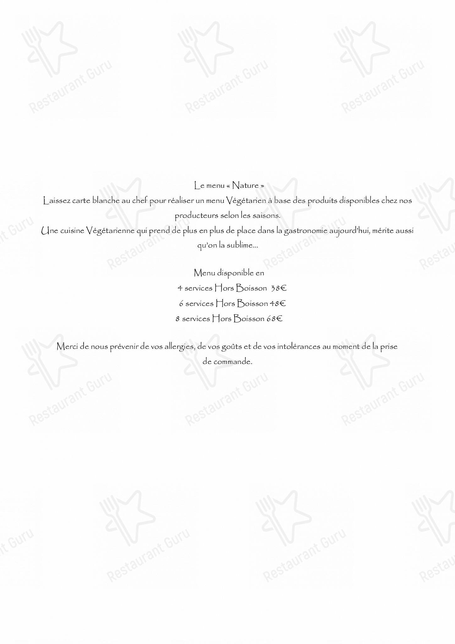 Menu au L'ASCENSION restaurant, Volstroff