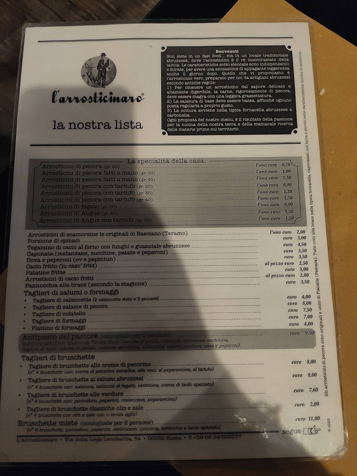 Menu di L'Arrosticinaro 