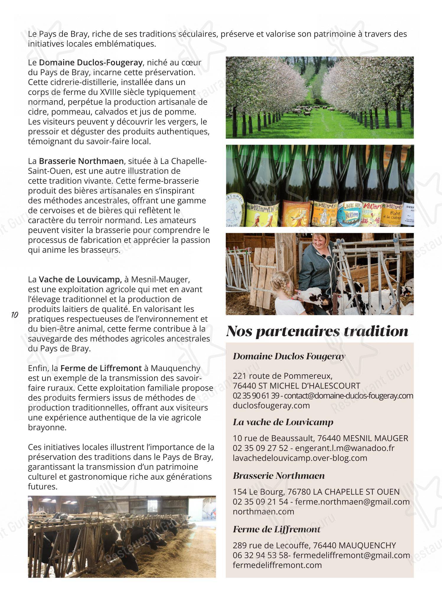 Menu pour L'Audace - Menu