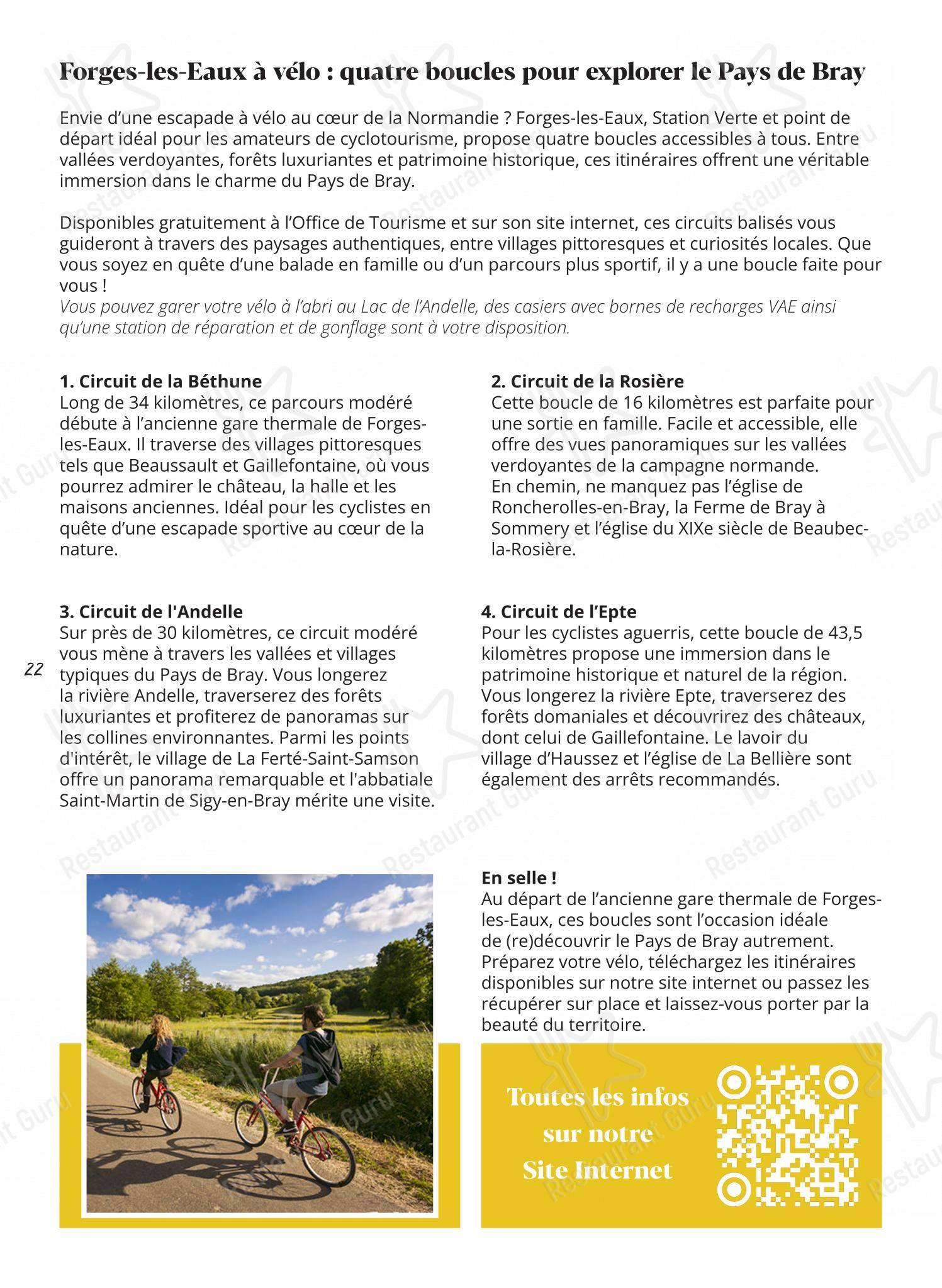Menu pour L'Audace - Menu