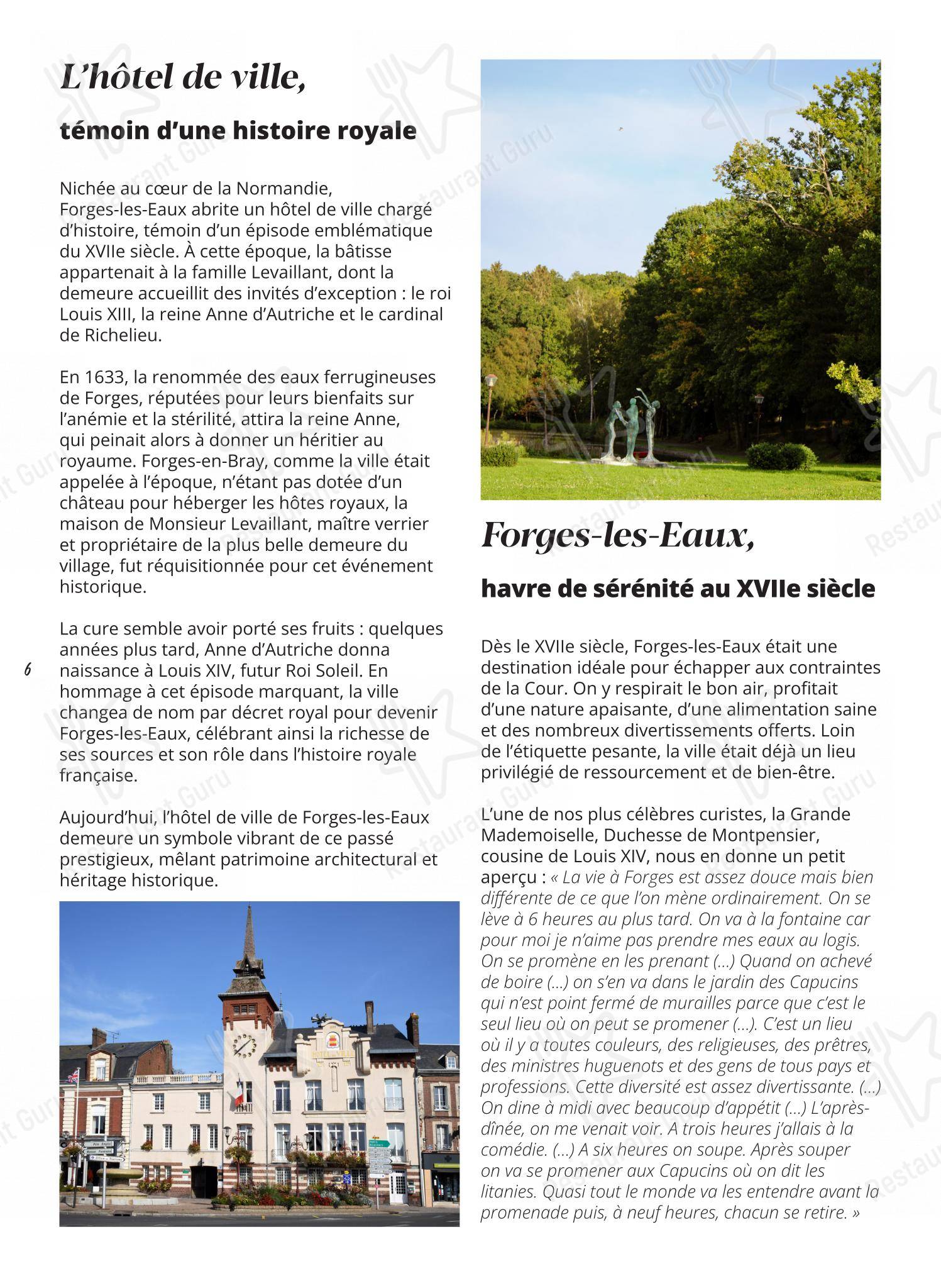Menu pour L'Audace - Menu