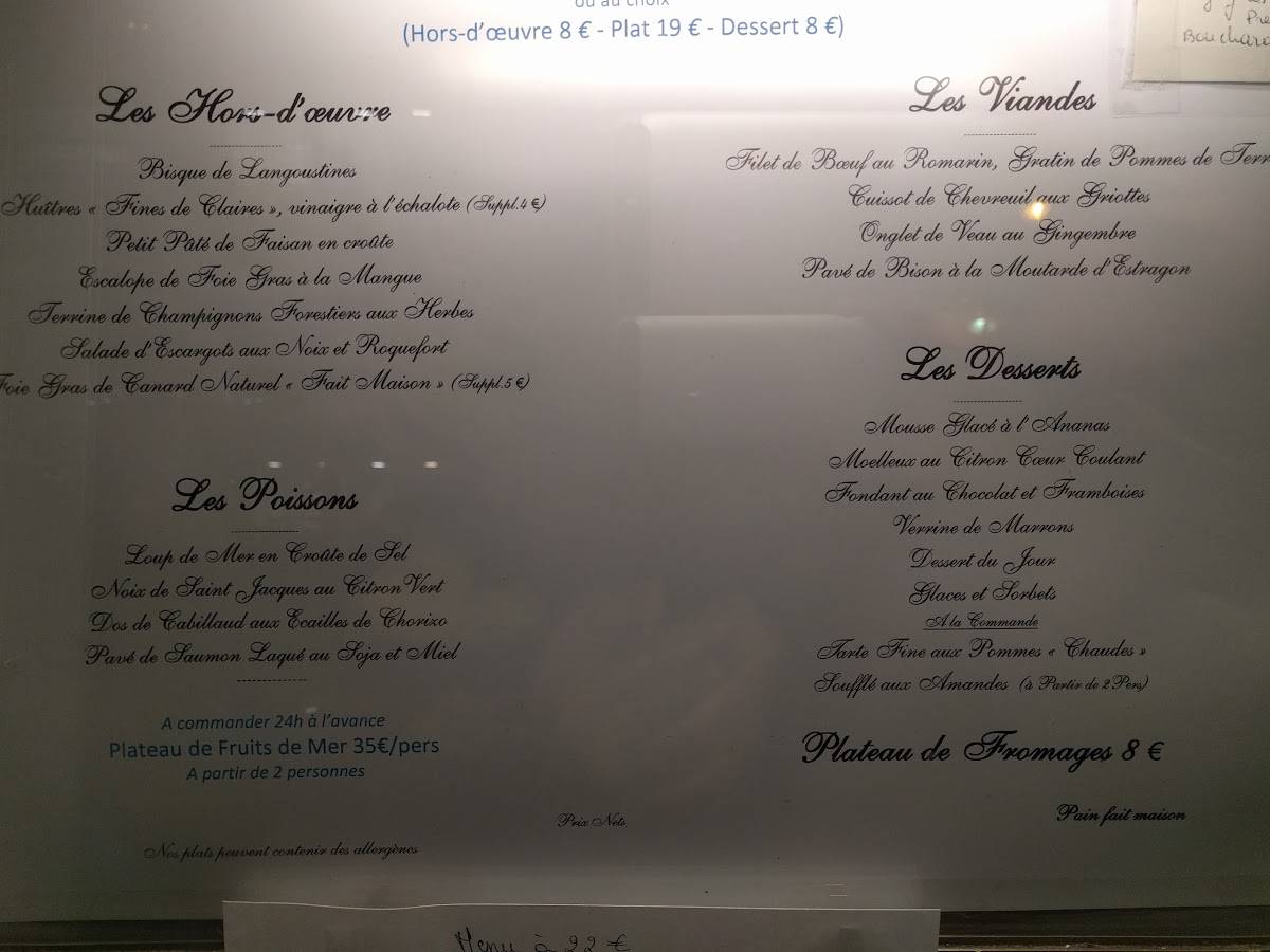 Menu de L'Etape