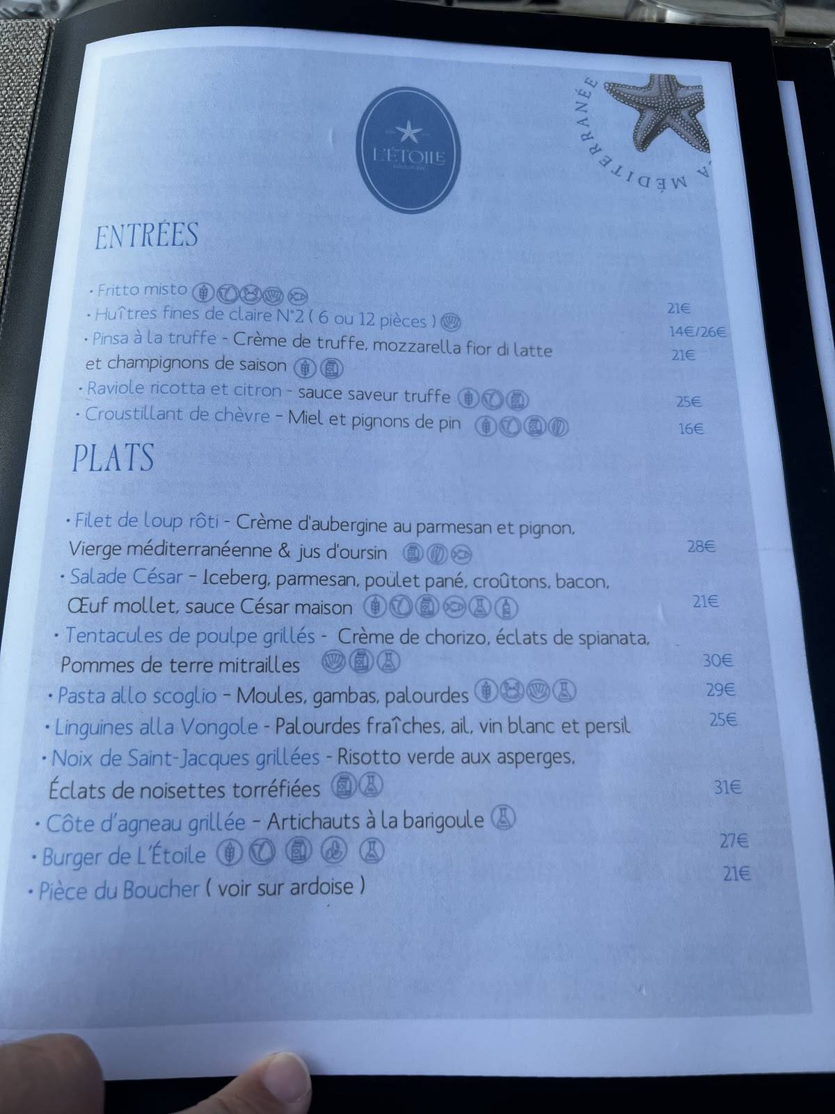 Menu de L'étoile Restaurant