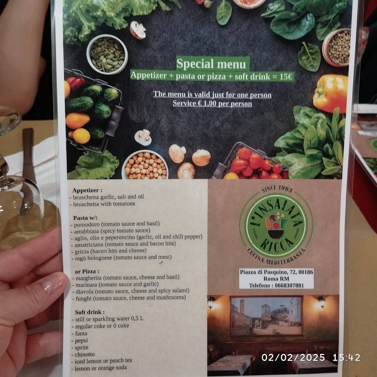 Menu di L'Insalata Ricca - Piazza di Pasquino 