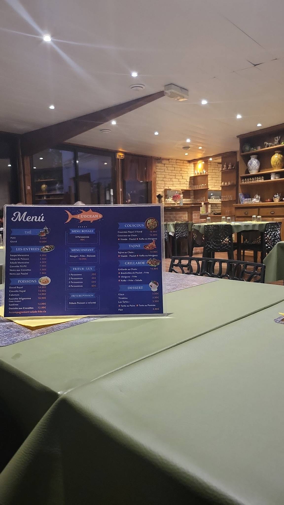 Menu de Restaurant L'océan - Ris-orangis