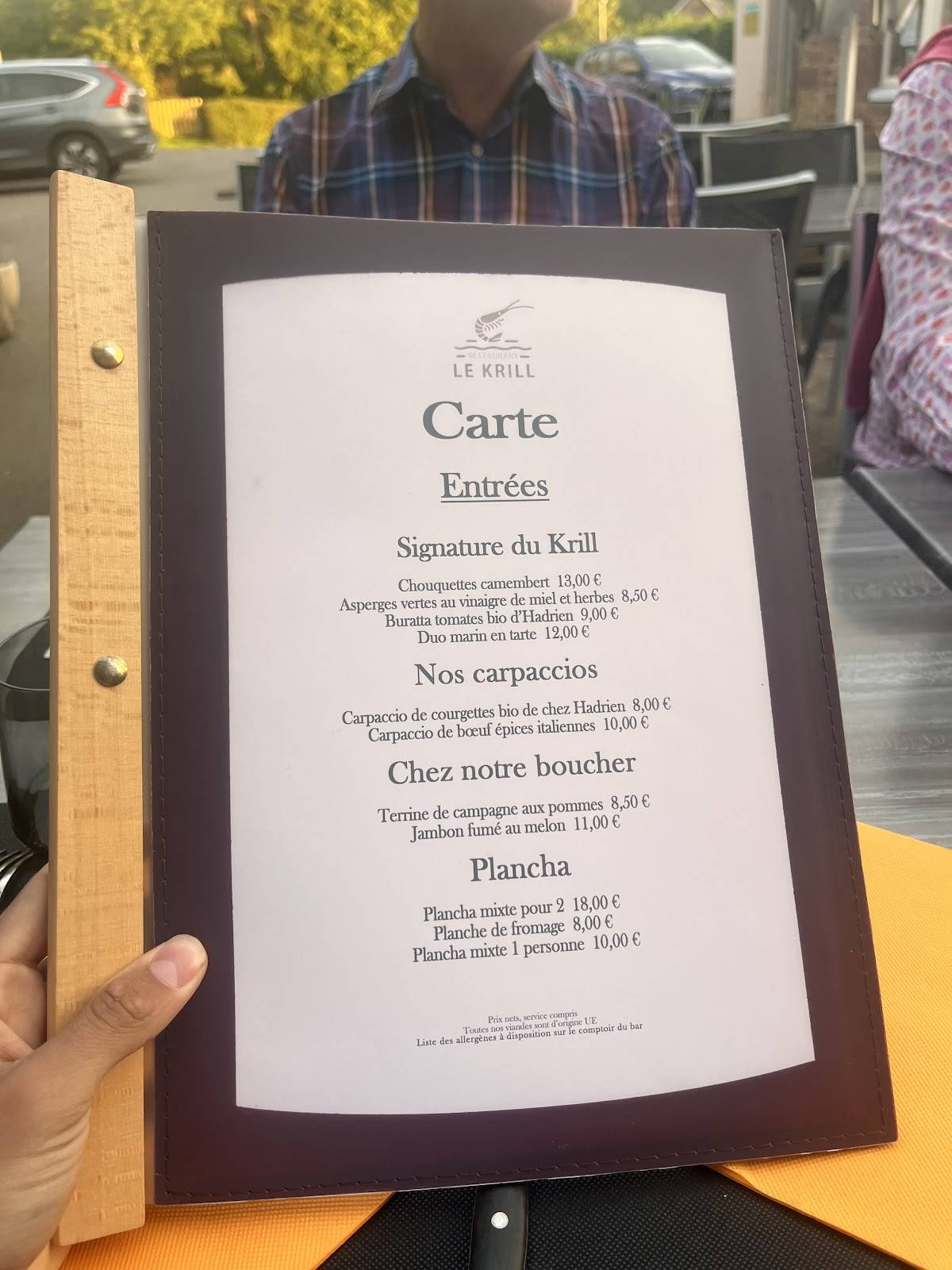 Menu de Le Krill