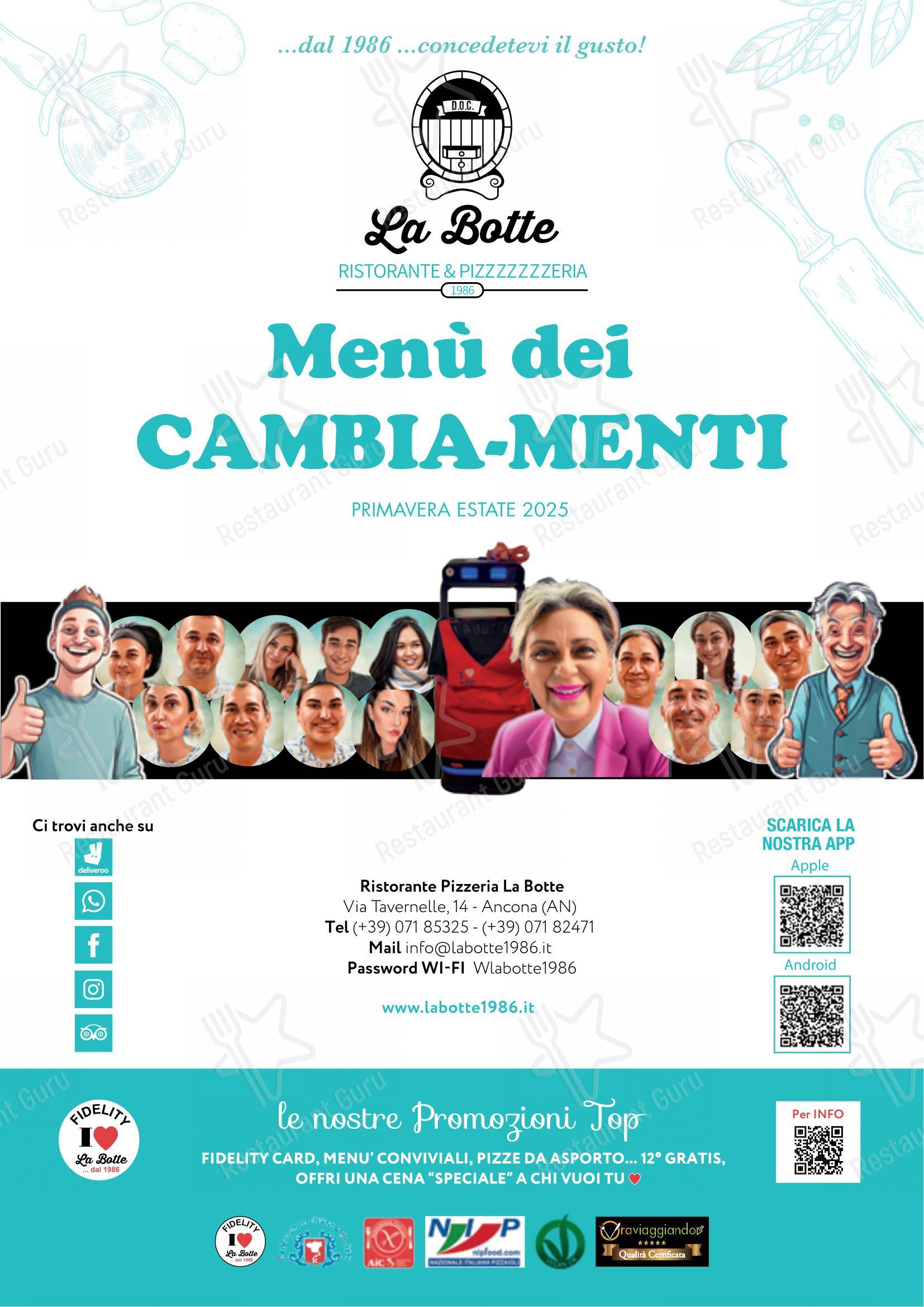 Menu di La Botte Ristorante & Pizzeria - Menu