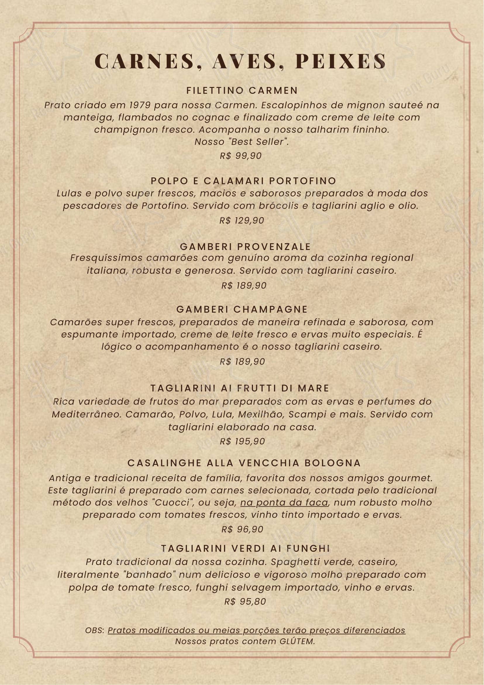 La Botticella em Rio de Janeiro - Menu