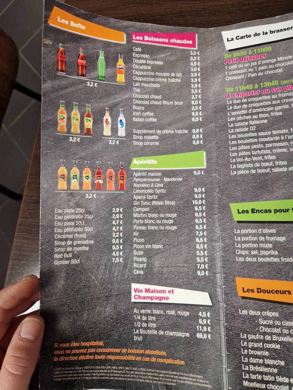 Menu de La Bouchée d'O2 - La Louvière