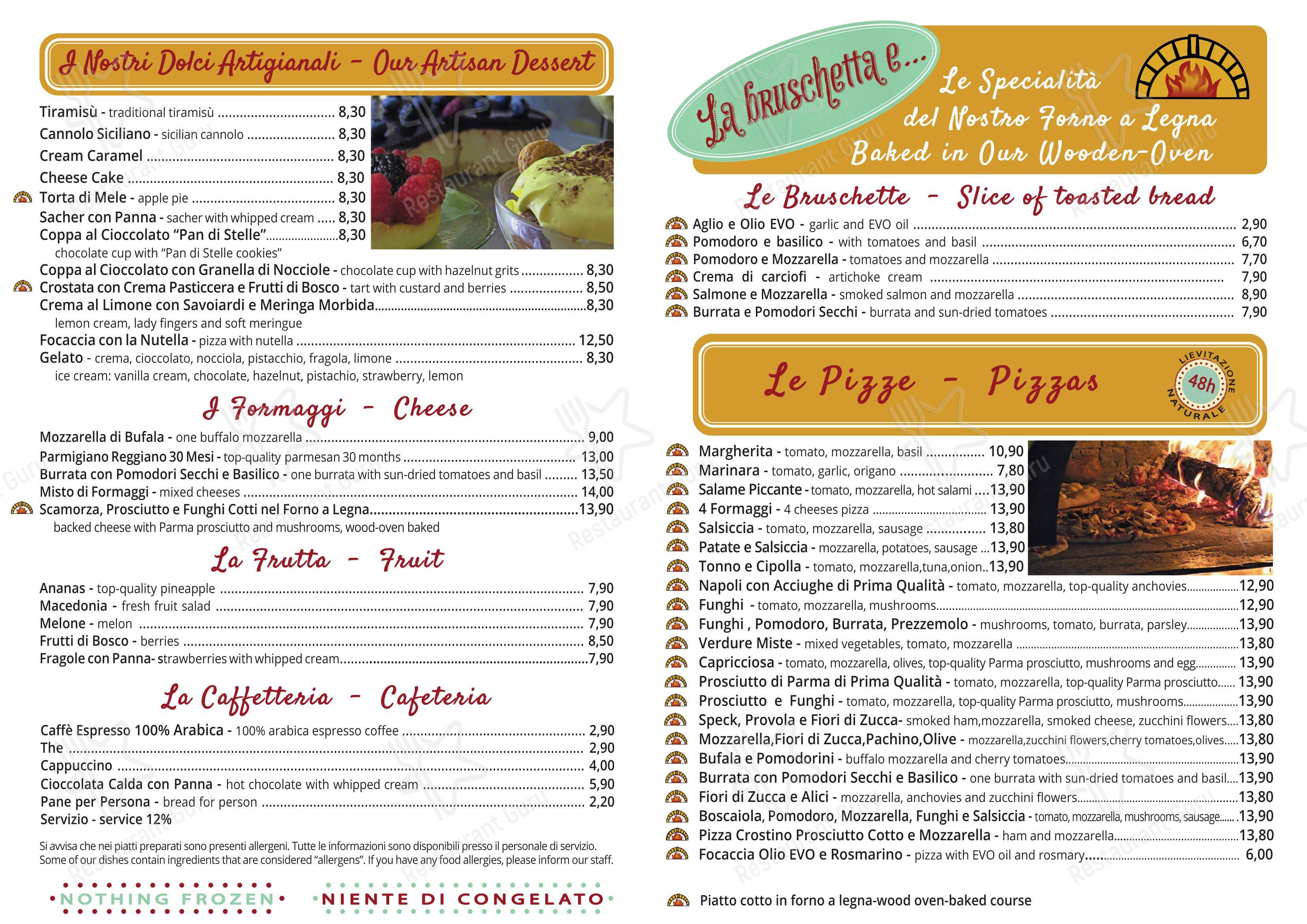 Menu per La Bruschetta e… (Via Veneto) pizzeria