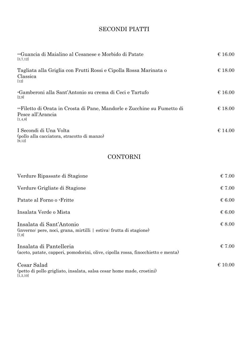 Menu di La Buca di Sant'Antonio