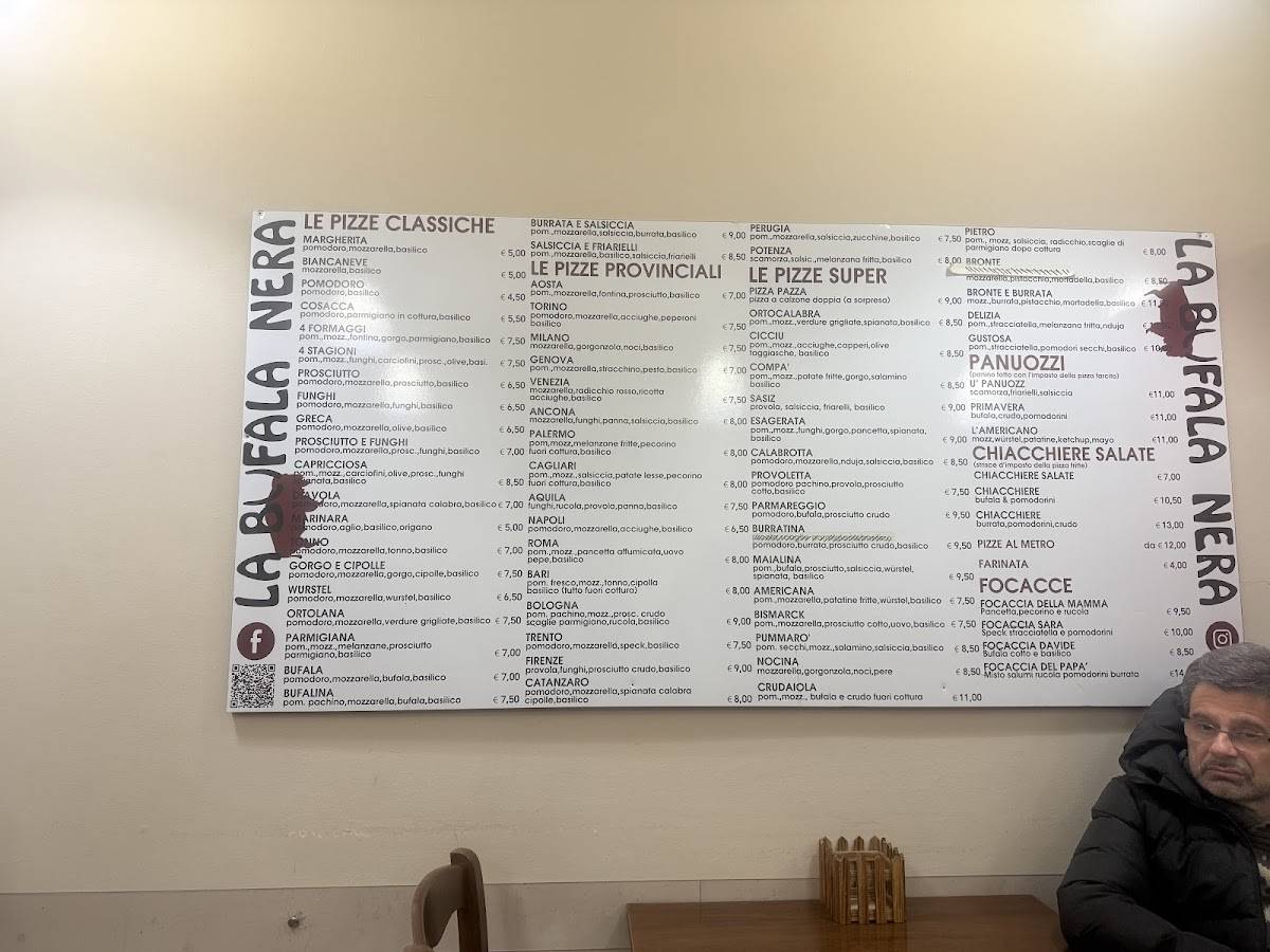 Menu di La Bufala Nera 