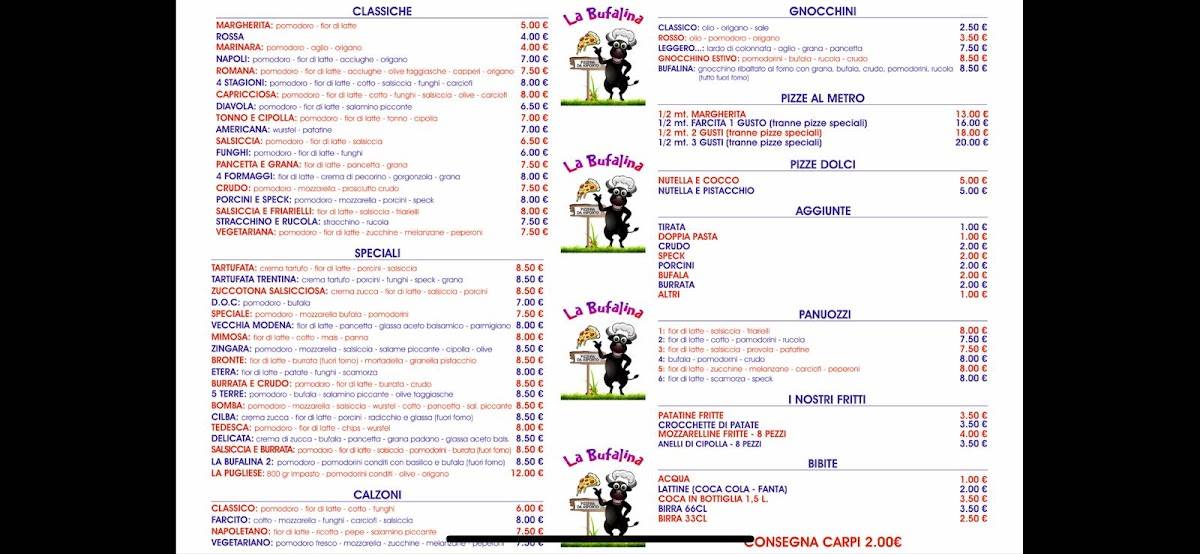 Menu di La Bufalina Carpi 